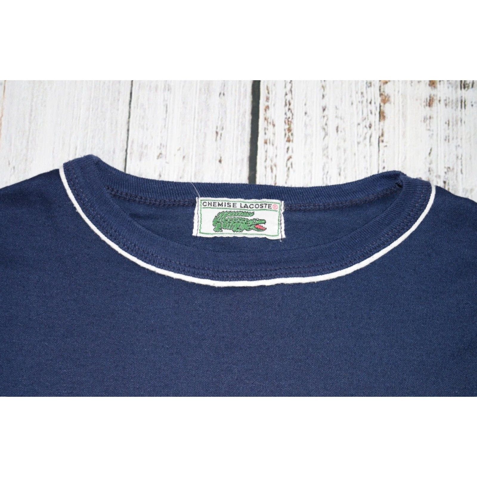 Lacoste VINTAGE Lacoste T-Shirt 50/50 Poly Cotton Classic Crew Neck Blue Green Gator Tennis 60s 70s Mens M Size US M / EU 48-50 / 2 - 4 Thumbnail
