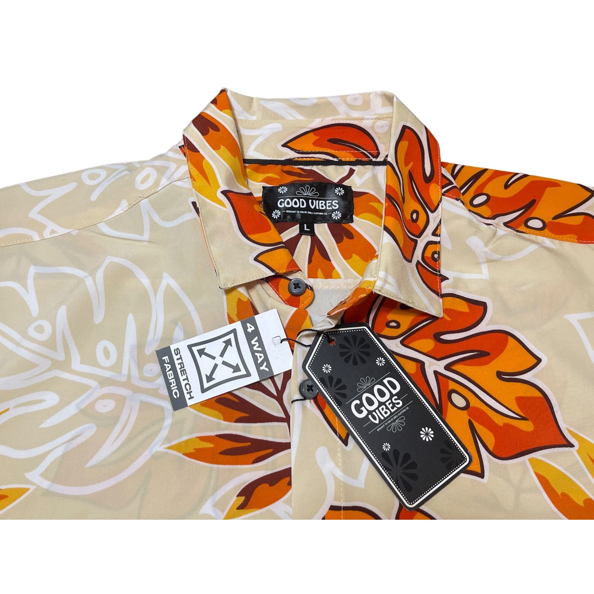 Other Good Vibes Hawaiian Shirt Large Ecru Rust Stretch Short Slee Size US L / EU 52-54 / 3 - 2 Thumbnail