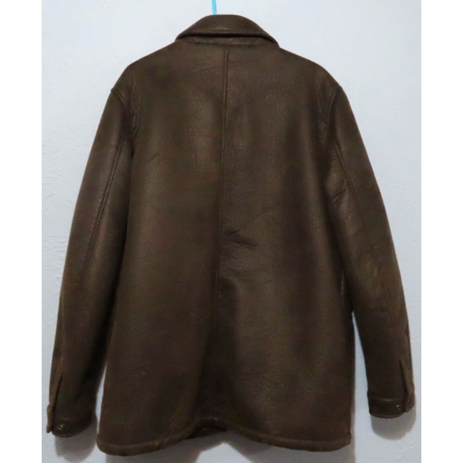 Vintage Ruff Hewn Jacket Bomber Mens Large Brown Faux Leather Sherpa Lined Zip Snap Coat Size US L / EU 52-54 / 3 - 7 Thumbnail