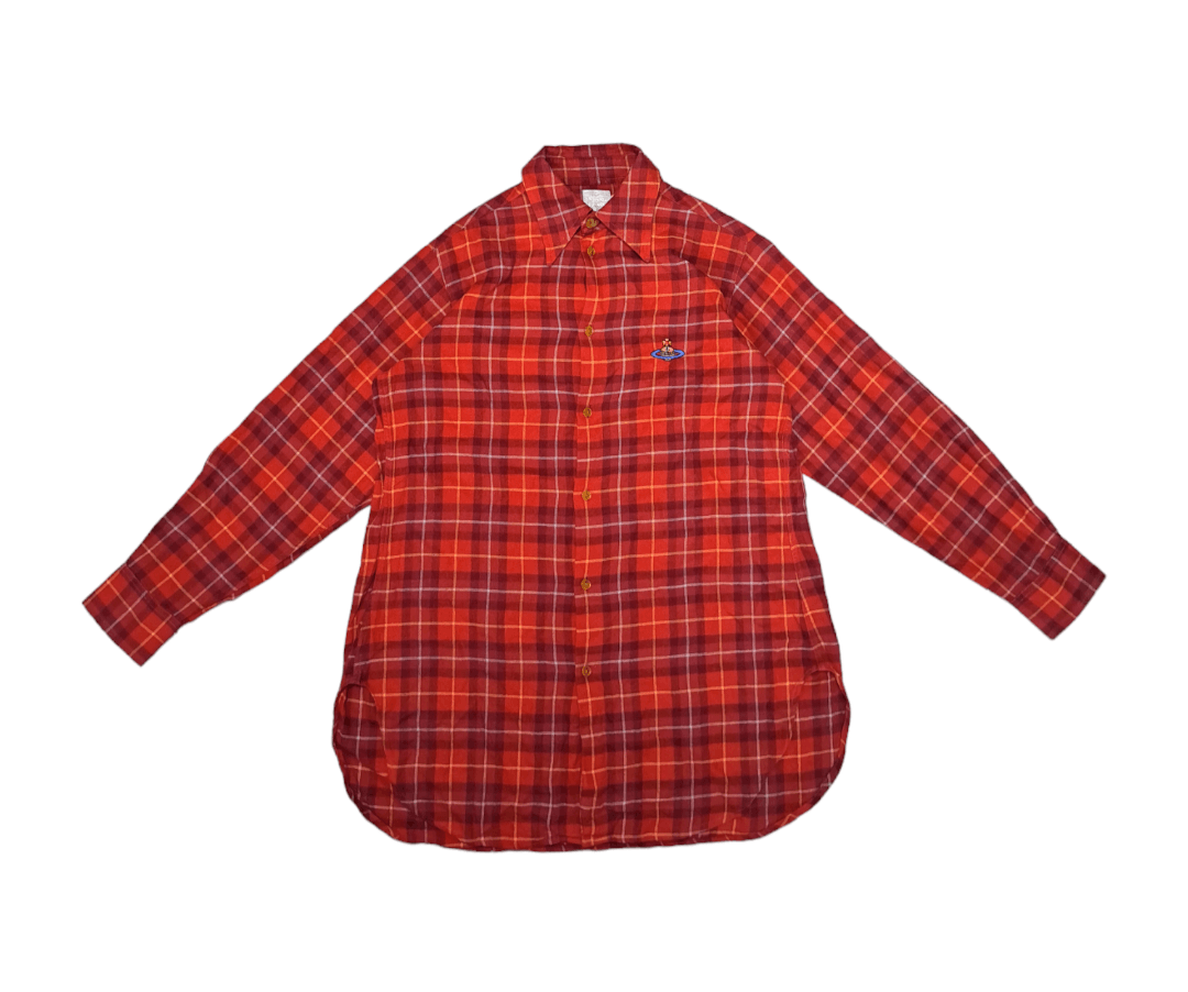 image of Vintage Vivienne Westwood Orb Plaid Longsleeve Shirt, Men's (Size Medium)