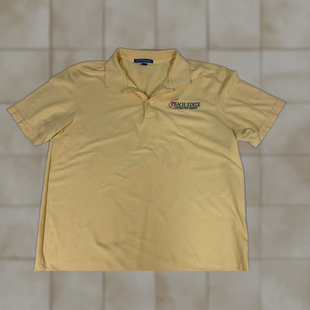 Port Authority Peach State Port Authority Polo Shirt L Mens Short Sleeve Yellow Knit Cotton Regular Button Collar Golf Breathable Solid 2000s Theme American Size US L / EU 52-54 / 3 - 1 Thumbnail
