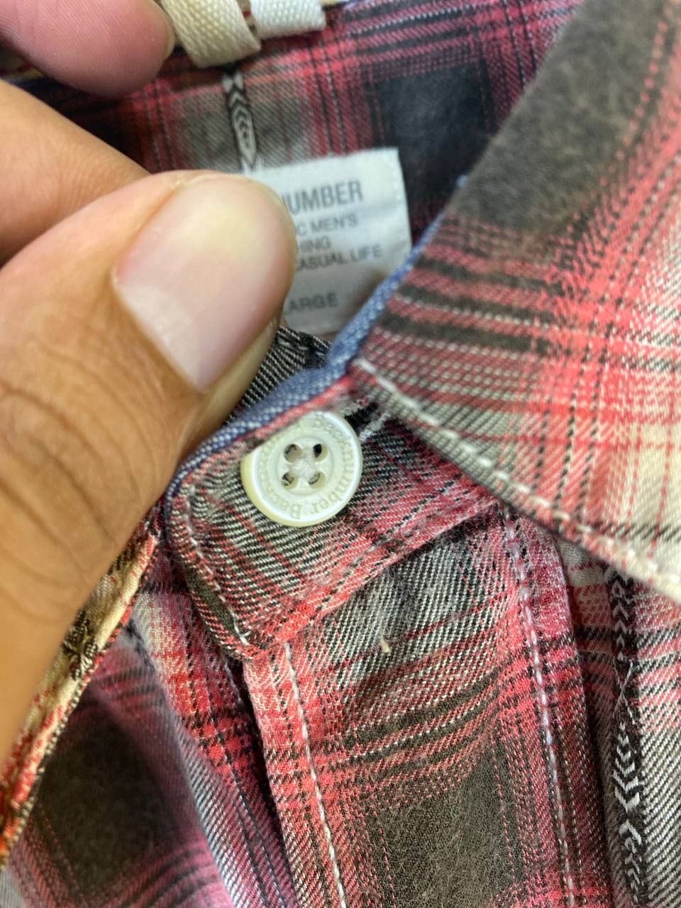 Japanese Brand back number shadow plaid western flannel shirt nice design Size US L / EU 52-54 / 3 - 7 Thumbnail