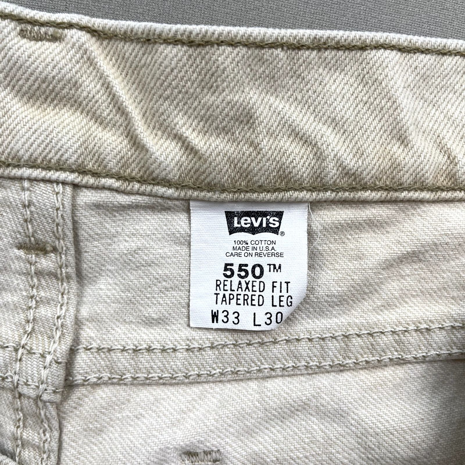 Levi's Vintage Levis 550 Jeans Mens Cream Denim Relaxed Fit Size US 32 / EU 48 - 7 Thumbnail