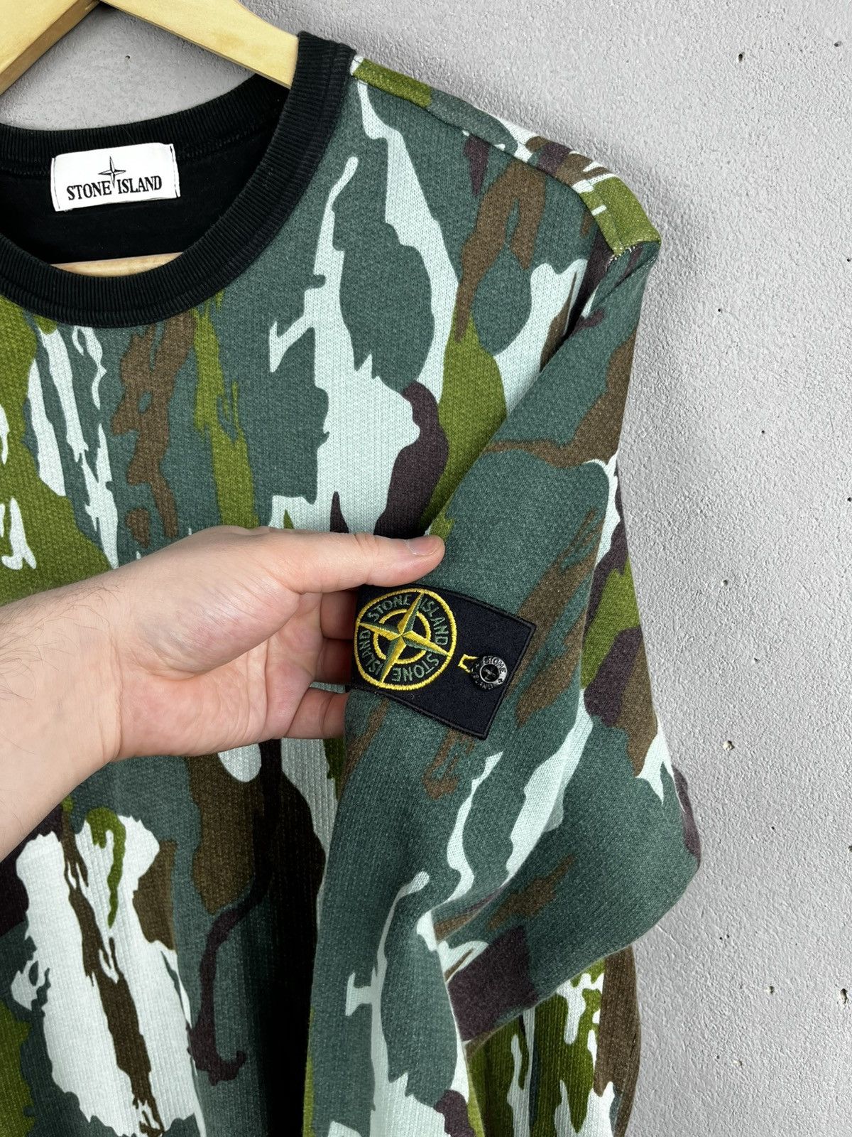 Stone Island Stone Island Garment Dyed Camo Green sweatshirt Size US L / EU 52-54 / 3 - 8 Thumbnail