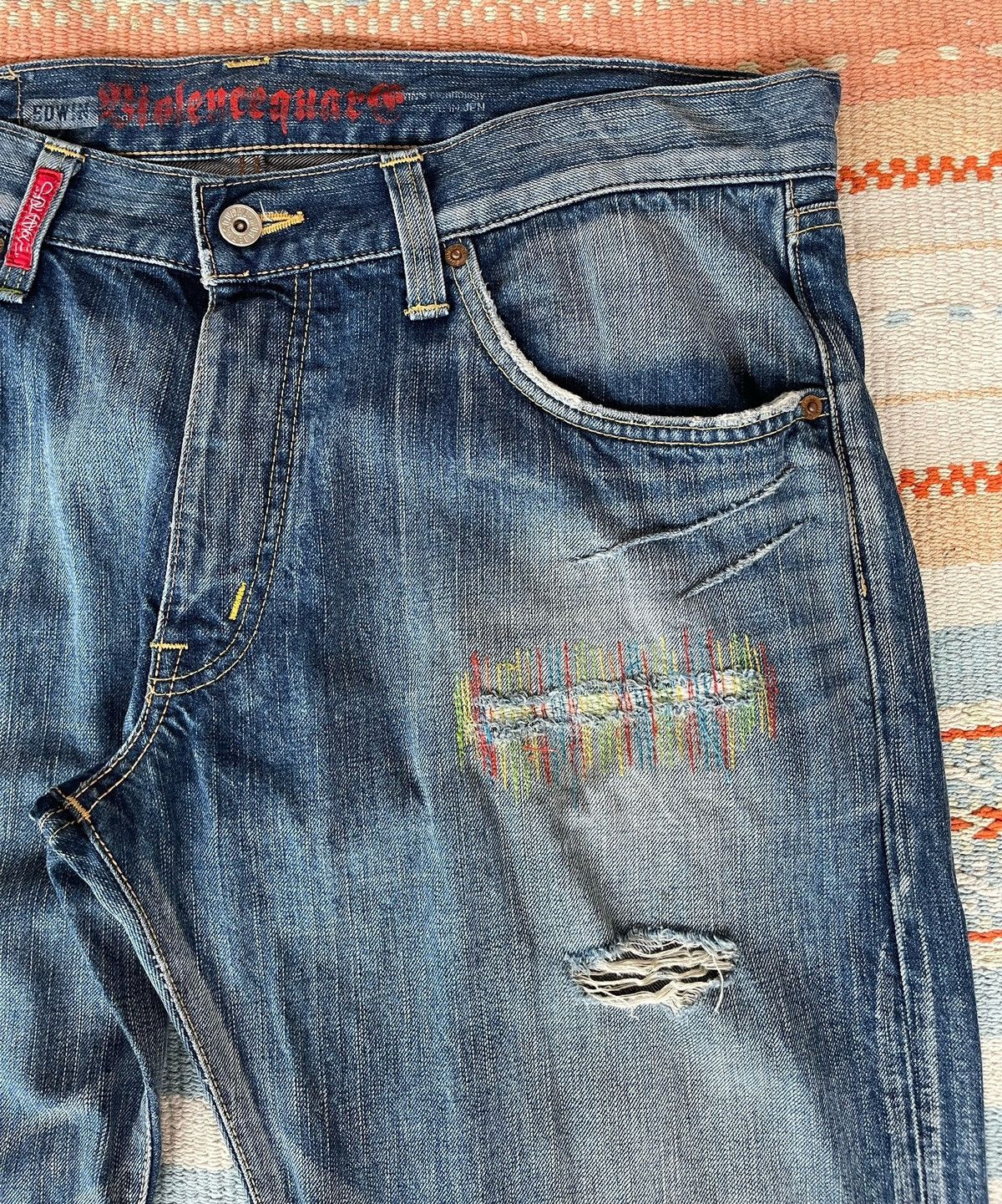 Edwin Vintage 90s🔥EDWIN✖️MURDER Squared🔥EMBROIDERY Distressed Denim Size US 38 / EU 54 - 10 Thumbnail