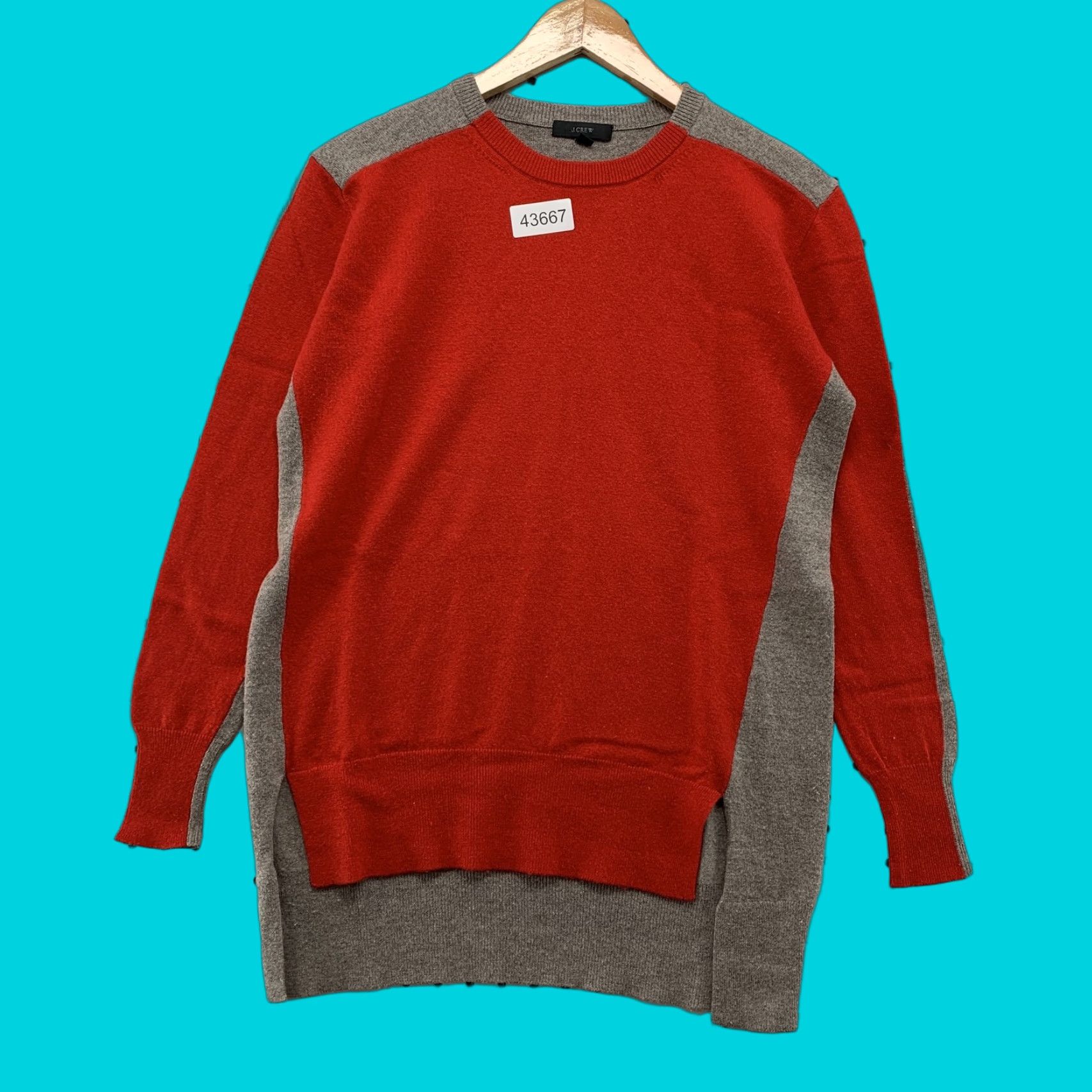 J.Crew J.CREW Wool Blend Colorblock Sweater Womens XS Red Gray Long Sleeve Size XS / US 0-2 / IT 36-38 - 1 Thumbnail