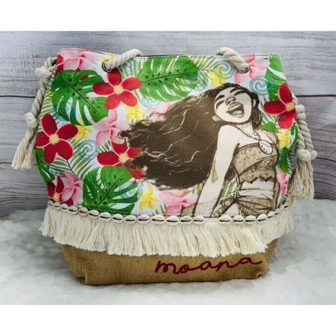 Disney Loungefly Disney Moana Floral Canvas Burlap Purse Tote Bag C Size ONE SIZE - 1 Thumbnail