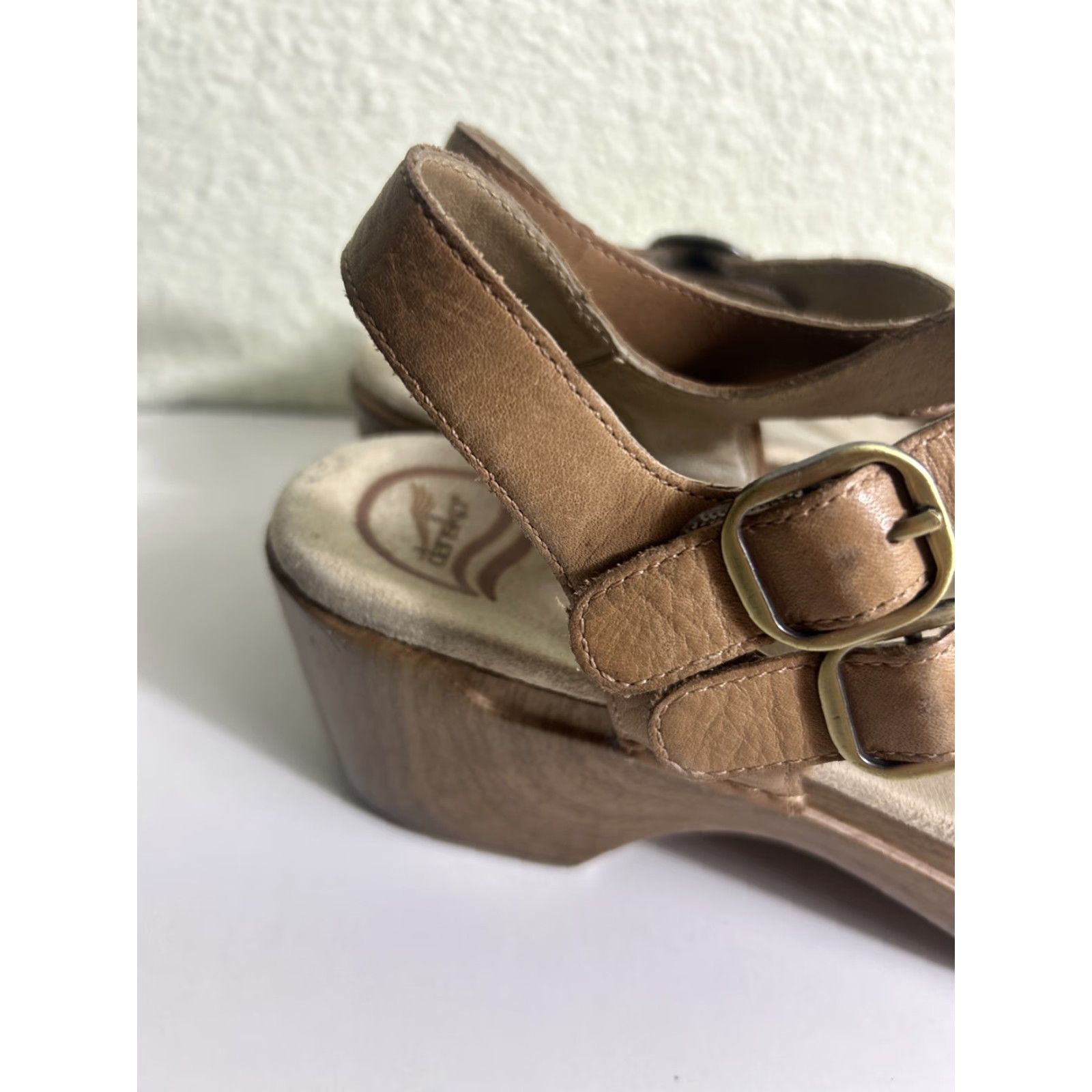 Dansko Dansko Sandal Women Sacha Tan Burnished Leather US 10 EU 40 Strappy Buckle Wedge Arch Support Comfort Slide Size US 10 / IT 40 - 4 Thumbnail