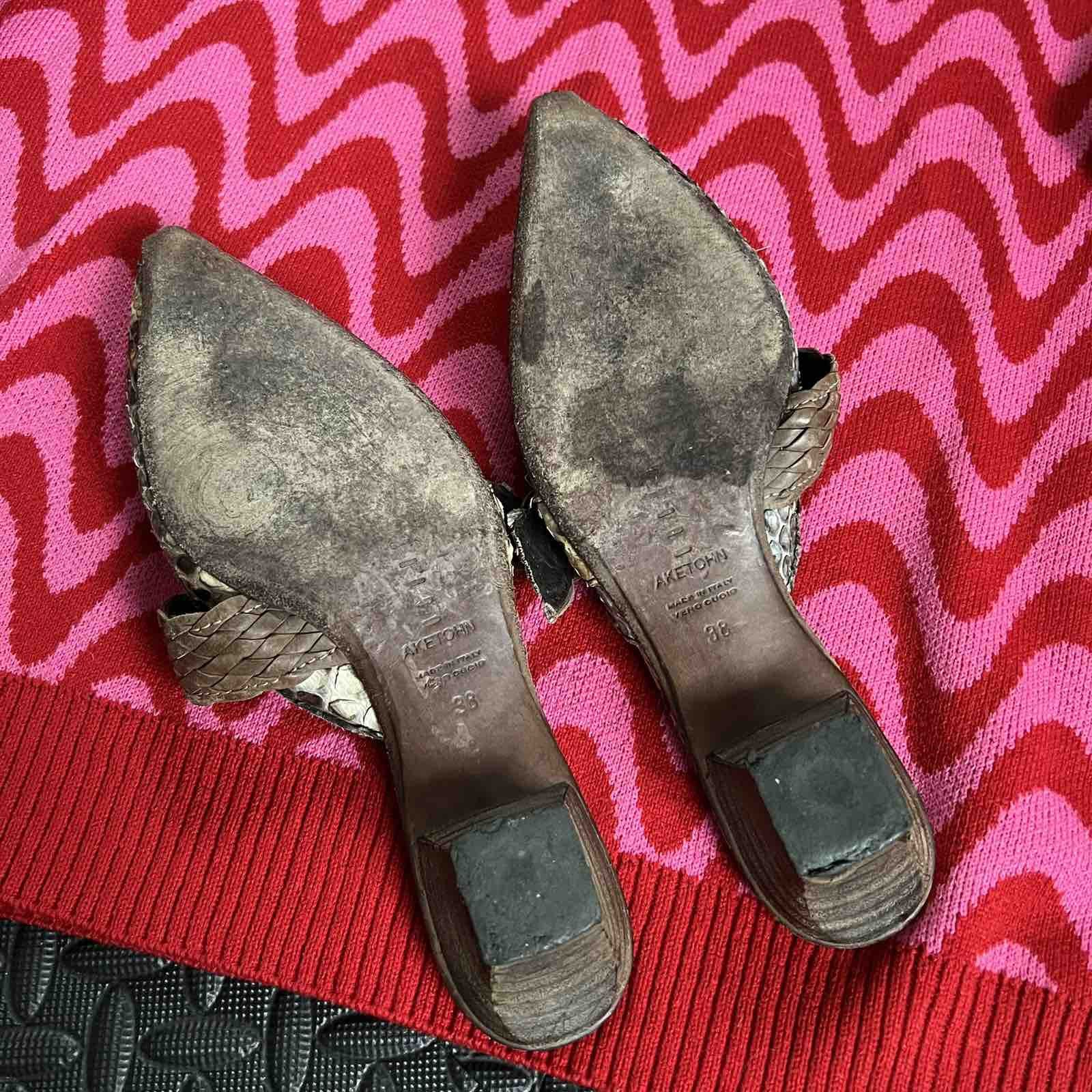 Designer × Leather × Vintage AKETOHN python Leather Heels Printed Italy Size 38 Size US 8 / IT 38 - 4 Thumbnail