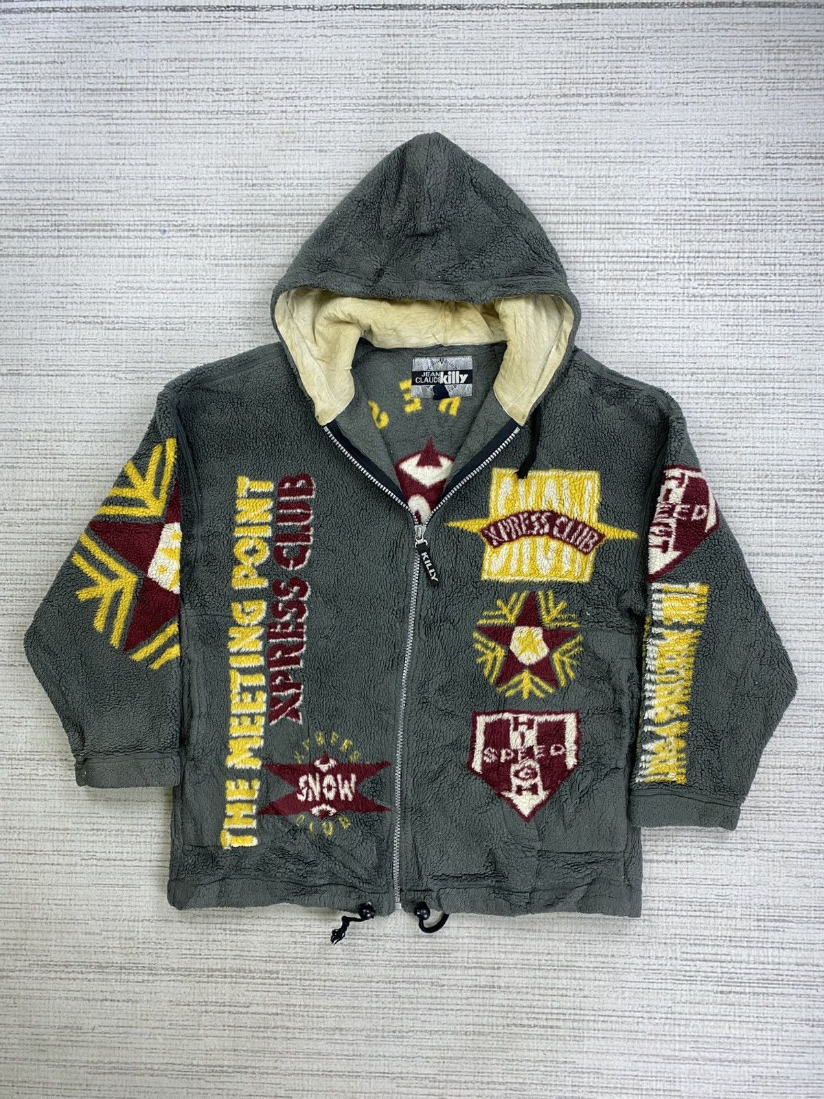 Japanese Brand × Vintage Vintage Jean Claude Killy Full Printed Sherpa Hoodie Jacket Size US L / EU 52-54 / 3 - 6 Thumbnail