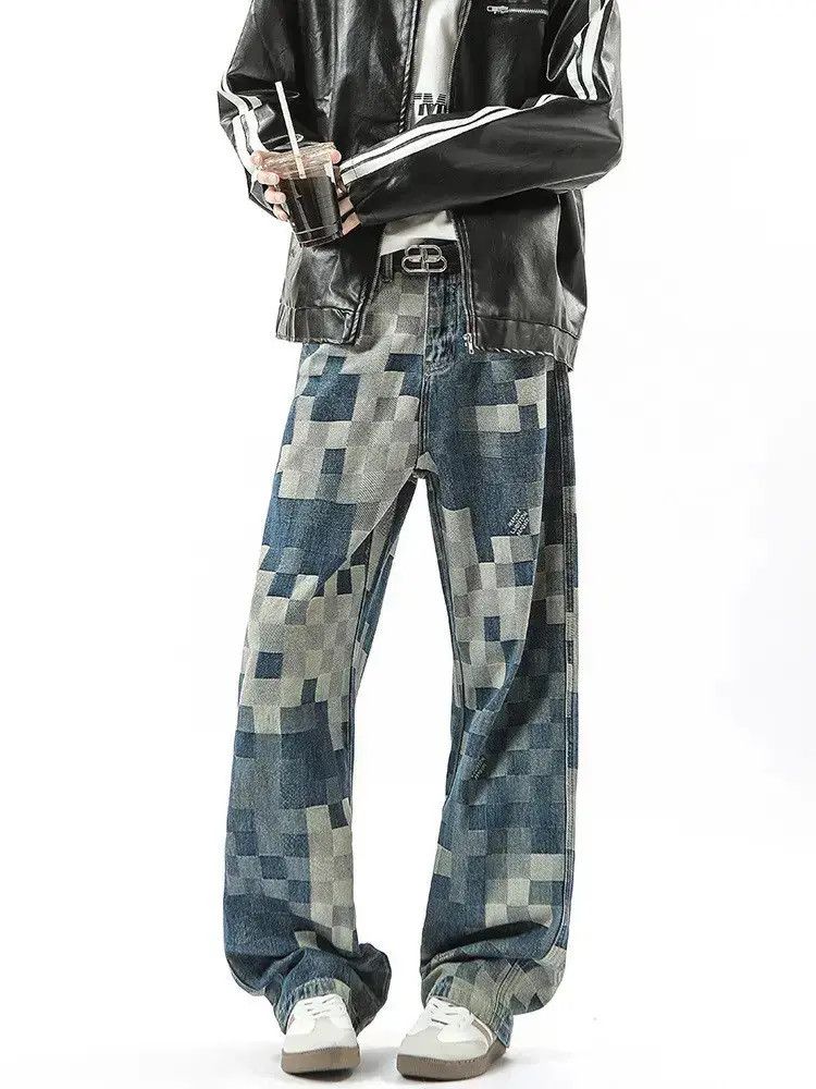 Japanese Brand Retro loose checkered straight leg jeans Size US 32 / EU 48 - 6 Thumbnail
