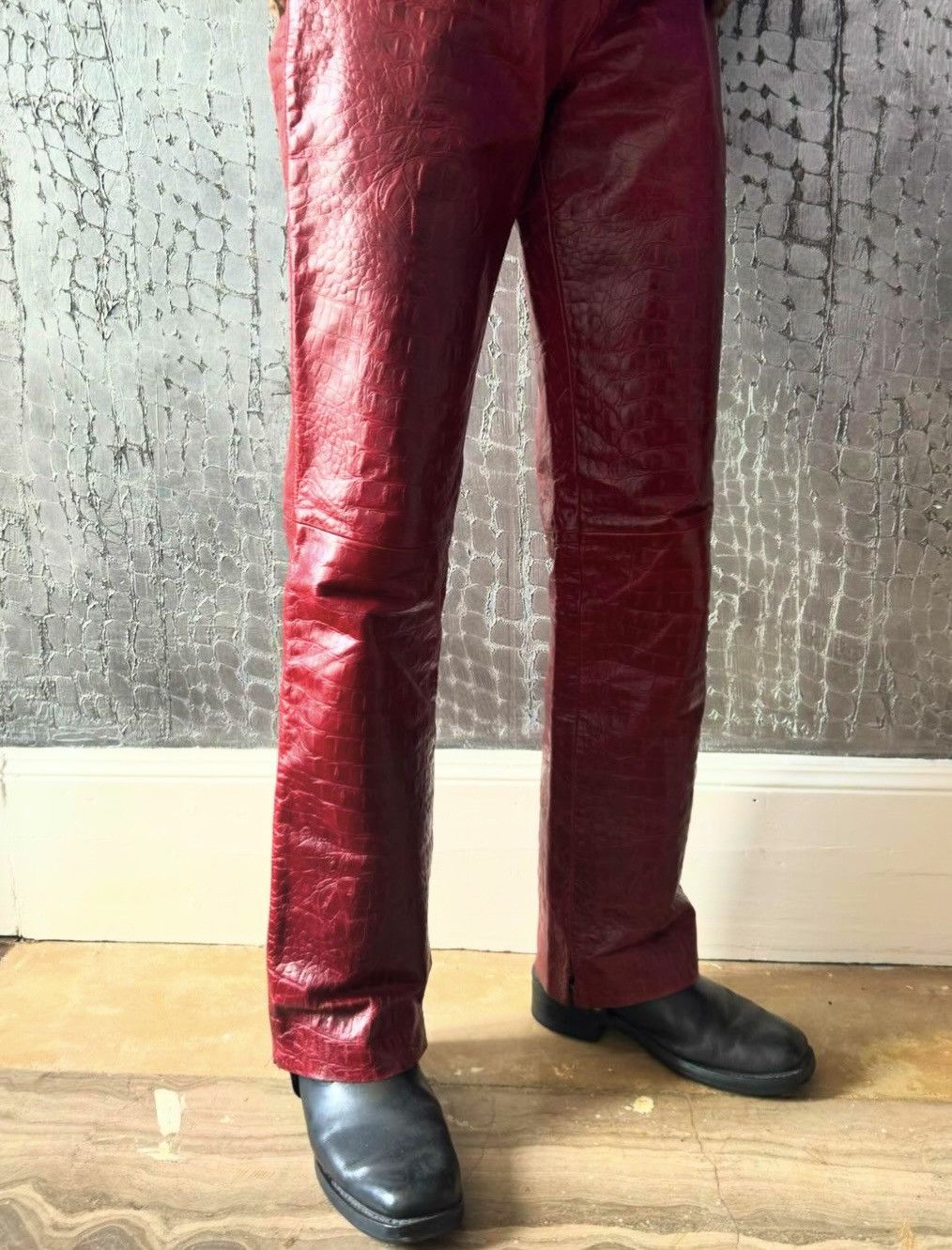 Leather Morgan Homme Crocodile Rock End 431 Flare Pant Size US 27 - 2 Thumbnail