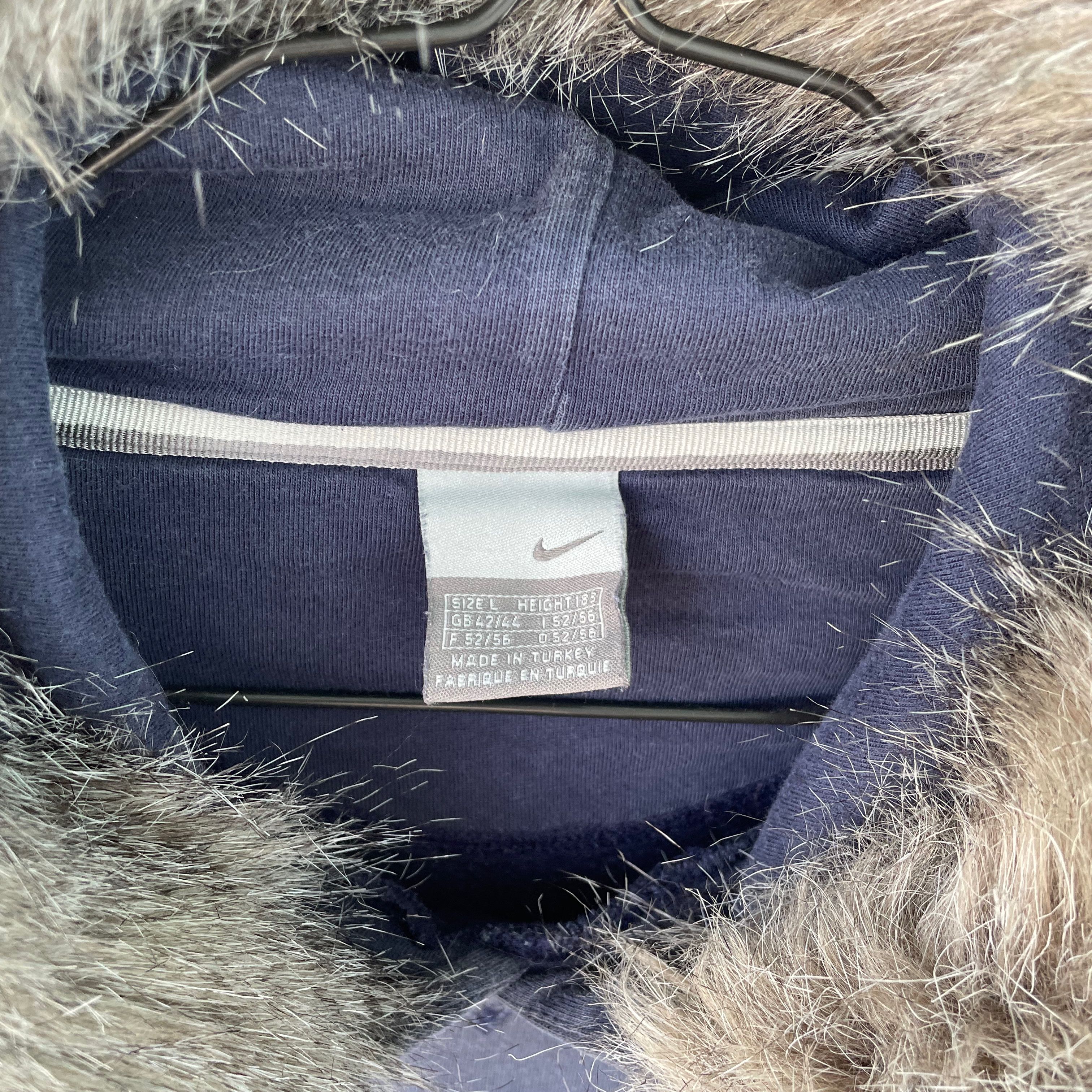 Nike × Vintage 00s Vintage Nike hoodie Custom Fur y2k opium grunge Size US L / EU 52-54 / 3 - 6 Thumbnail