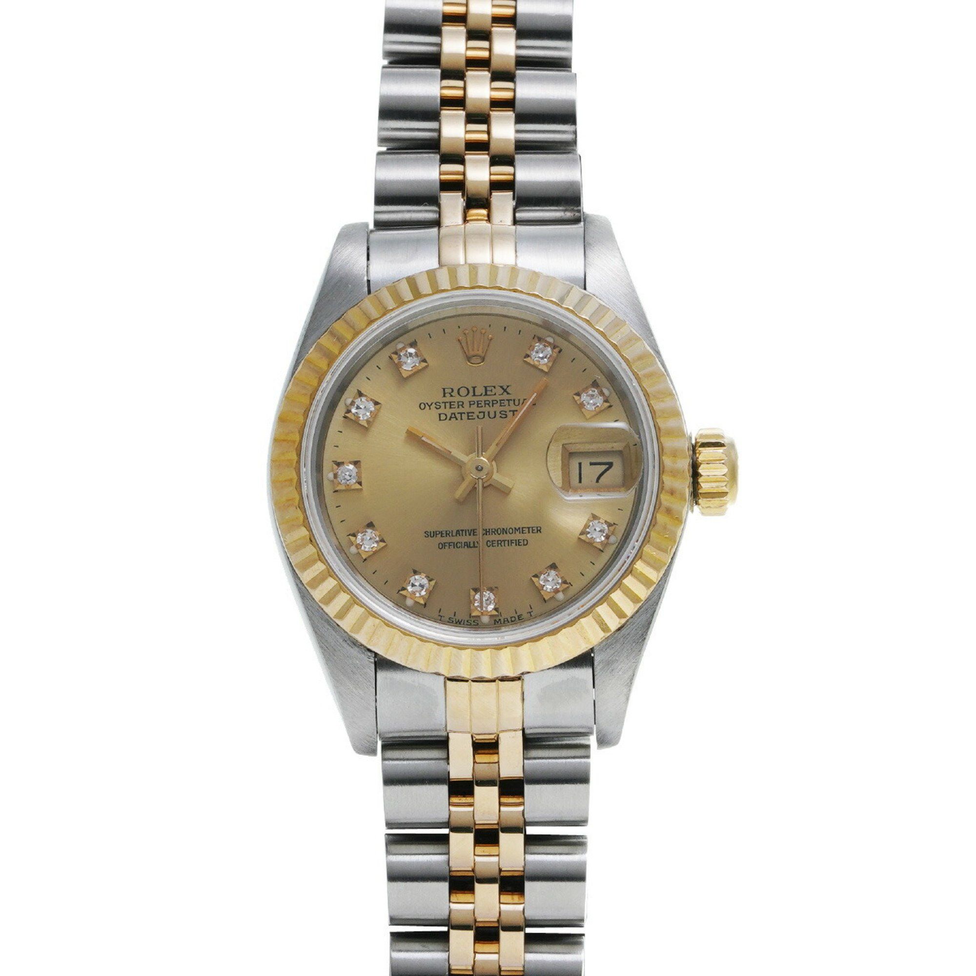 Rolex Datejust 10P Diamond 69173G X Series (Manufactured Around 1993) Champagne/diamond Ladies Watch Automatic, Women's
