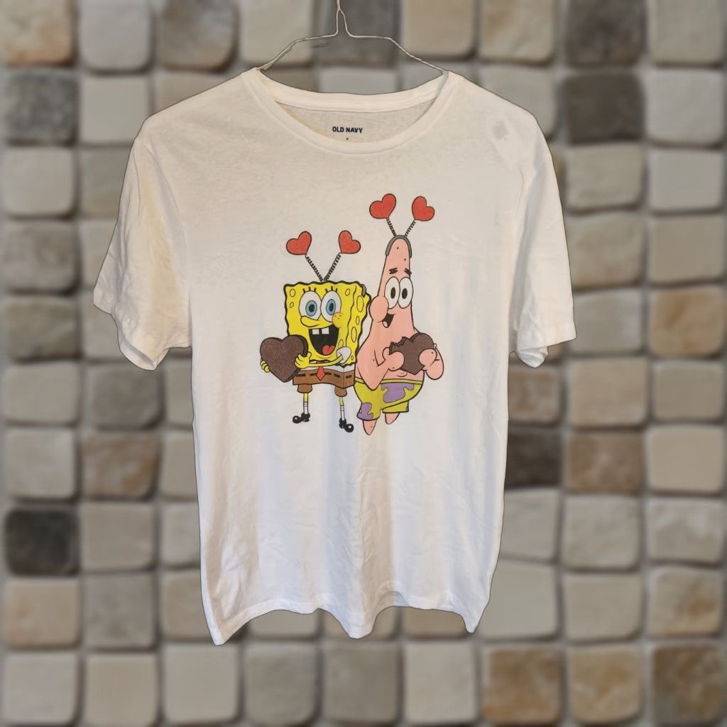 Old Navy New Old Navy Men's T Shirt Size Medium SpongeBob SquarePants Short Sleeve Crew Neck Cotton Jersey White Graphic Print Size US M / EU 48-50 / 2 - 1 Thumbnail