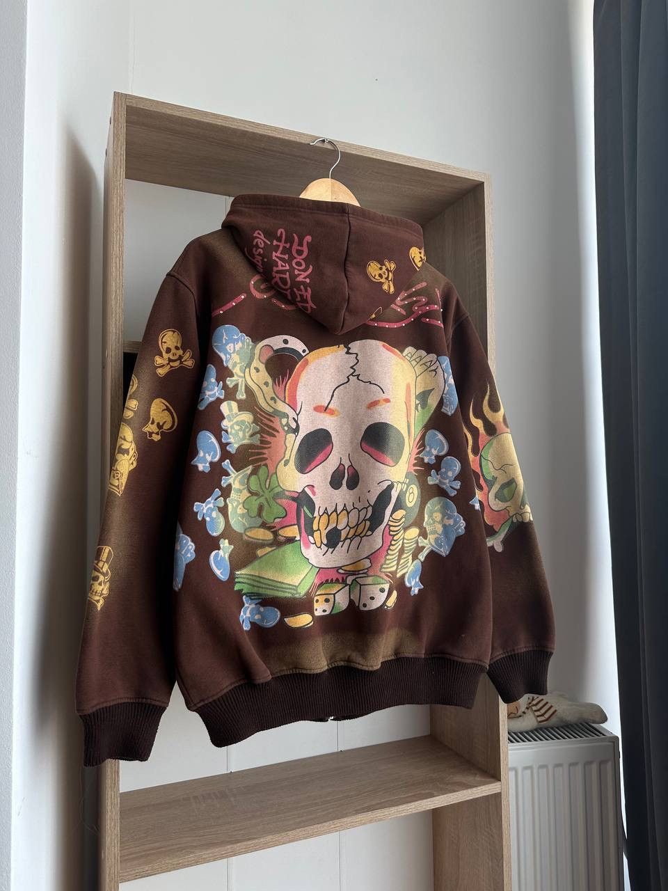 Christian Audigier × Ed Hardy × Vintage Vintage Ed Hardy Christian Audigier Brown Hoodie Size US XL / EU 56 / 4 - 21 Thumbnail