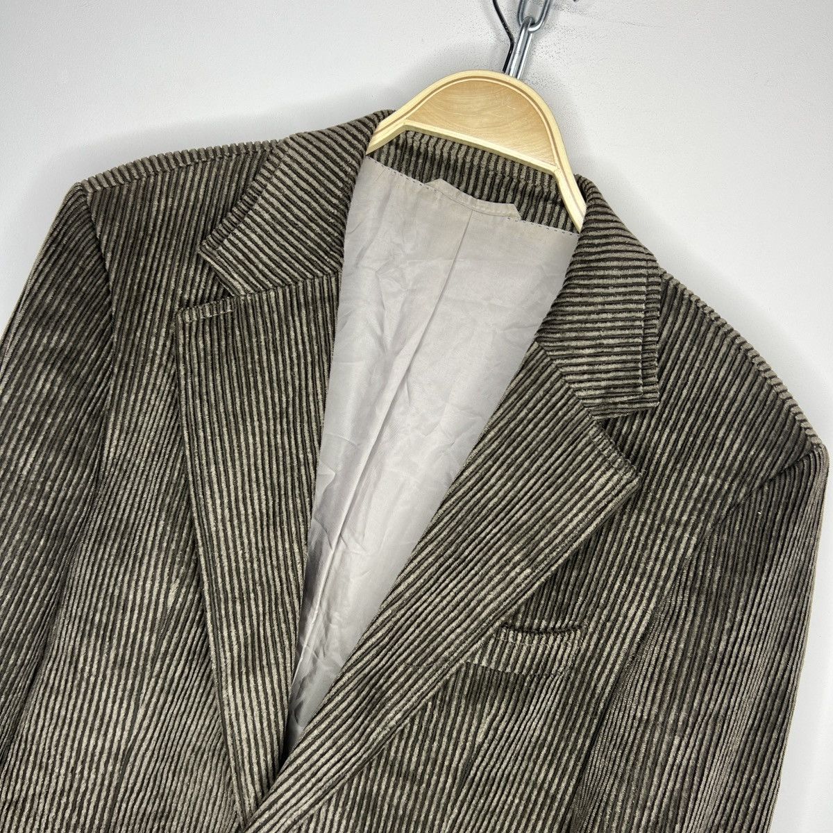 Designer × Hugo Boss × Vintage Red Label Brown Corduroy Light Top Coat Jacket Blazer Size US L / EU 52-54 / 3 - 4 Thumbnail