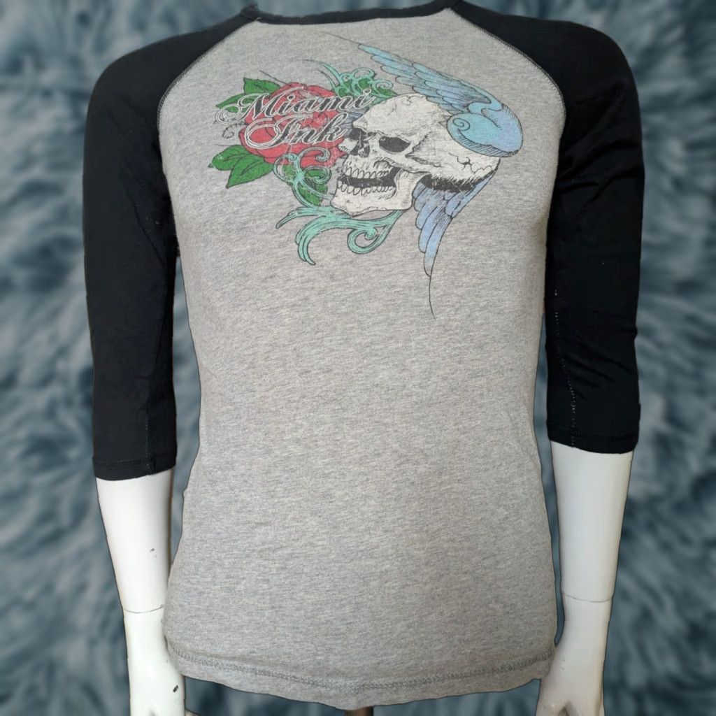 Vintage Miami Ink Raglan Jersey Shirt Large Womens Jrs Girls Show Kat Von D Tattoo Shop Size L / US 10 / IT 46 - 1 Thumbnail