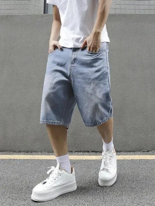Jean Washed Y2k Shorts Jorts Distressed Denim Size US 32 / EU 48 - 1 Thumbnail