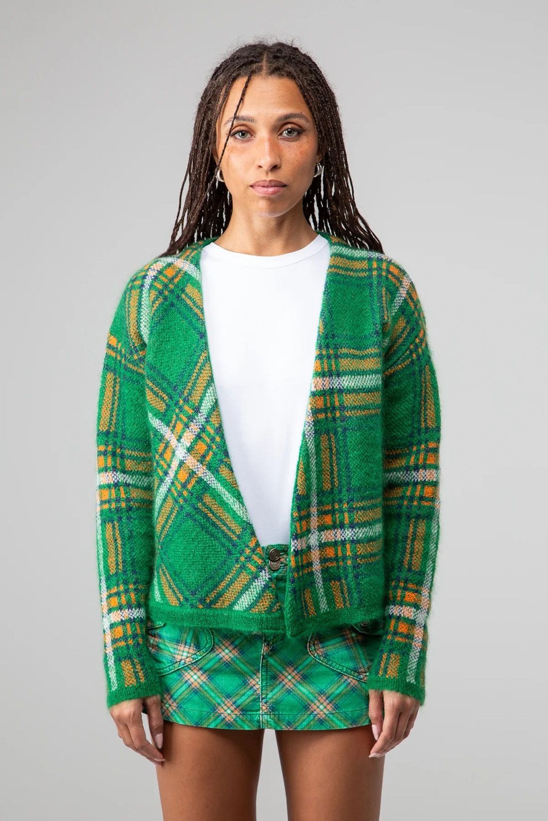 ERL Plaid Italian Knit Cardigan Size S / US 4 / IT 40 - 1 Thumbnail