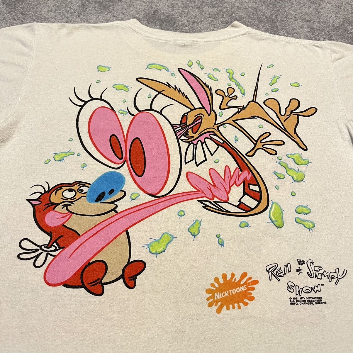Nickelodeon Vintage 1990s Ren and Stimpy Show Double Sided Graphic Tee Size US L / EU 52-54 / 3 - 4 Thumbnail