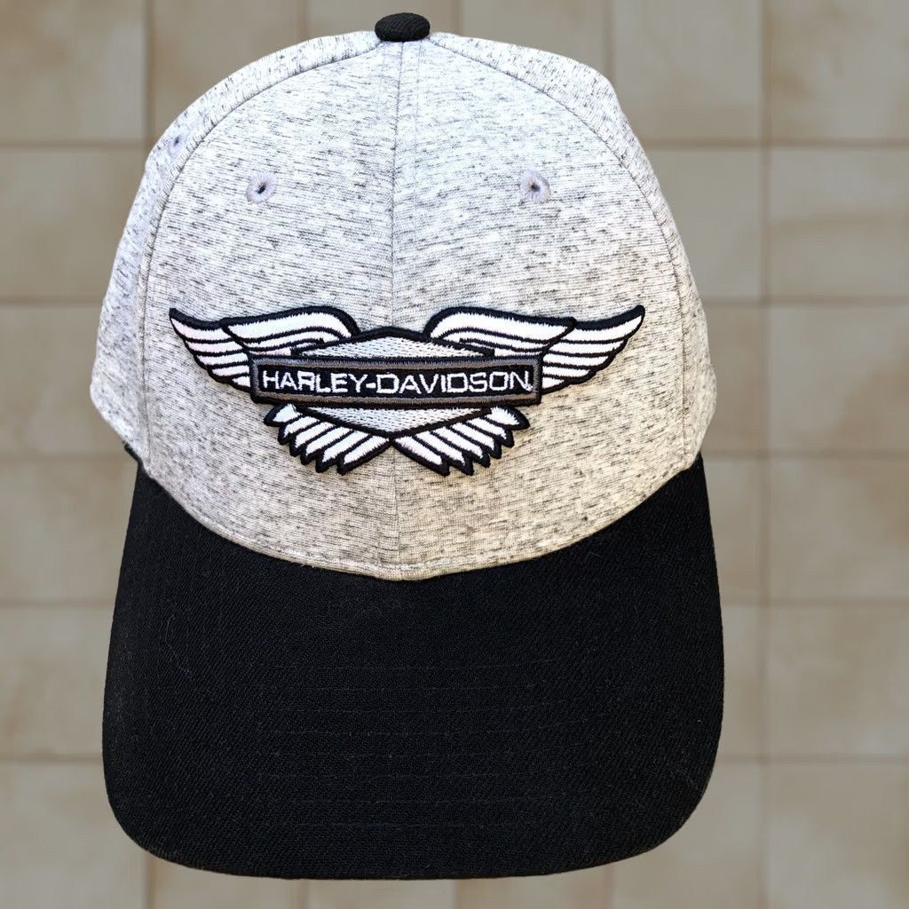 New Era NEW ERA Harley-Davidson Motorcycle Strapback Hat Men's Grey Cap 9Forty Official Adjustable One Size Grey/Black Vintage? Size ONE SIZE - 1 Thumbnail