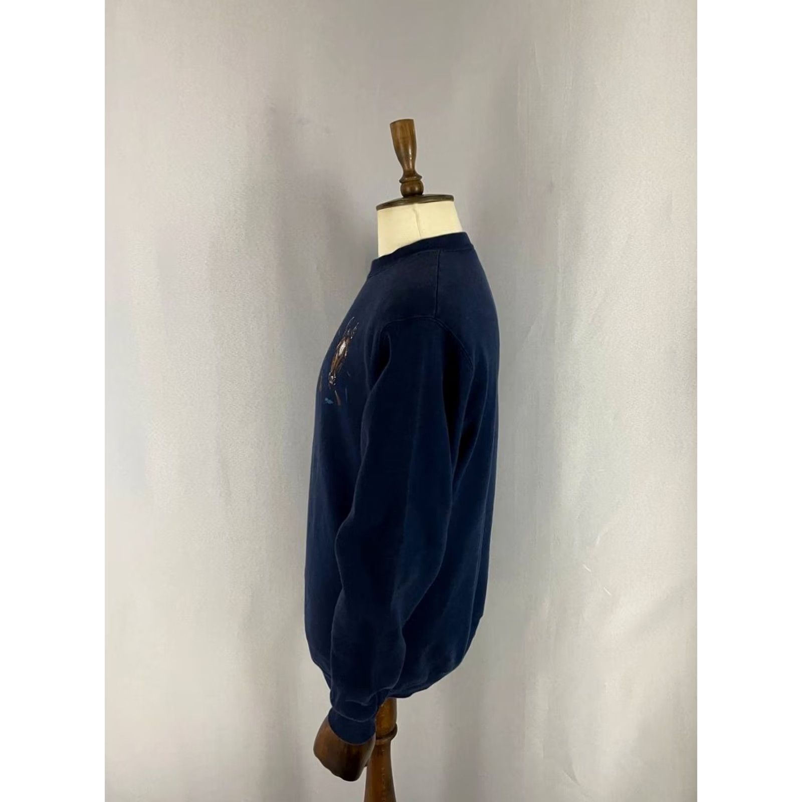 Vintage Oneita Mens Sweater Navy Cotton Long Sleeve Crew Neck Pullover Size L Size US L / EU 52-54 / 3 - 7 Thumbnail