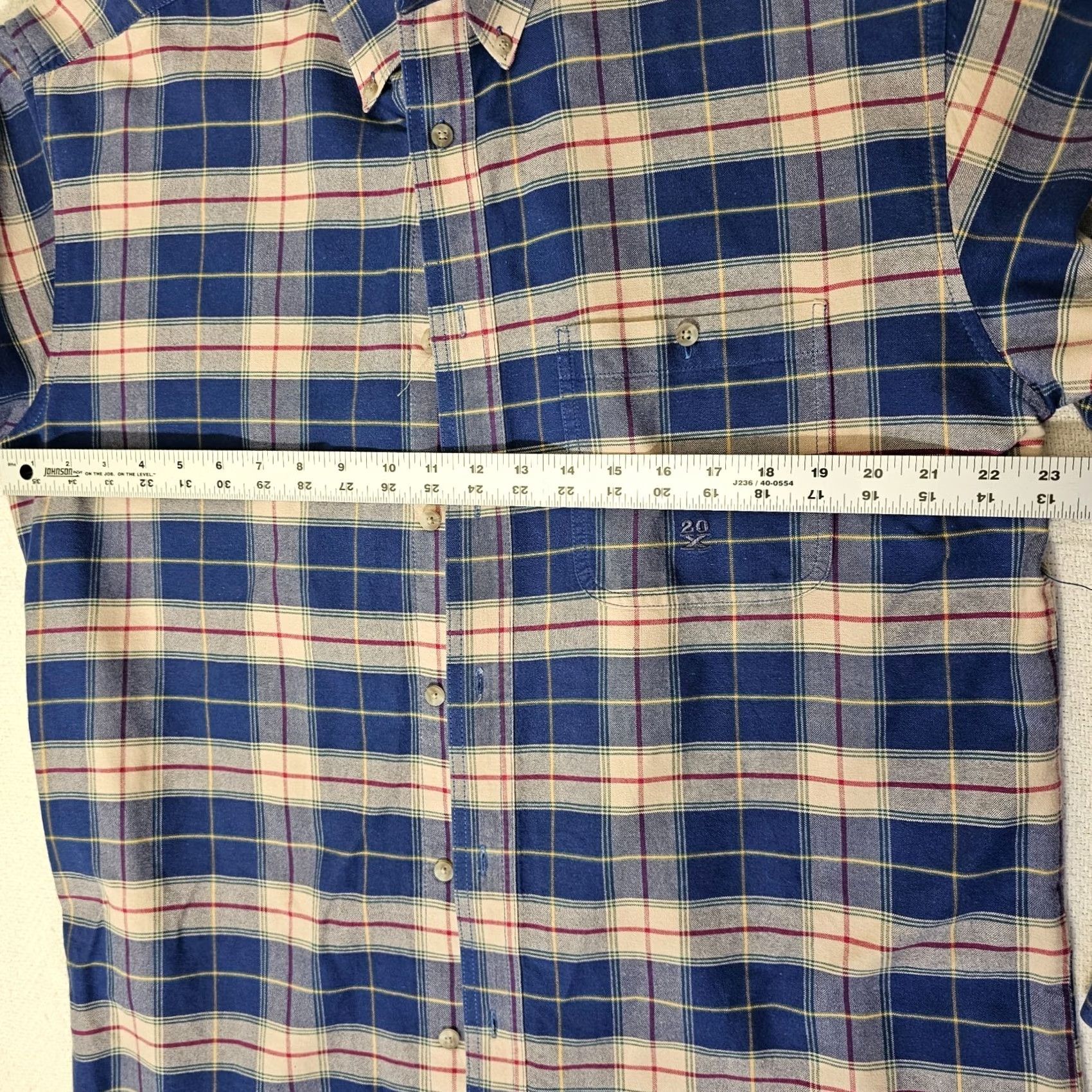 Wrangler Wrangler Twenty X Button-Up Shirt Mens Blue Plaid Western Casual Cotton Long Sleeve Shirt Size US M / EU 48-50 / 2 - 6 Thumbnail