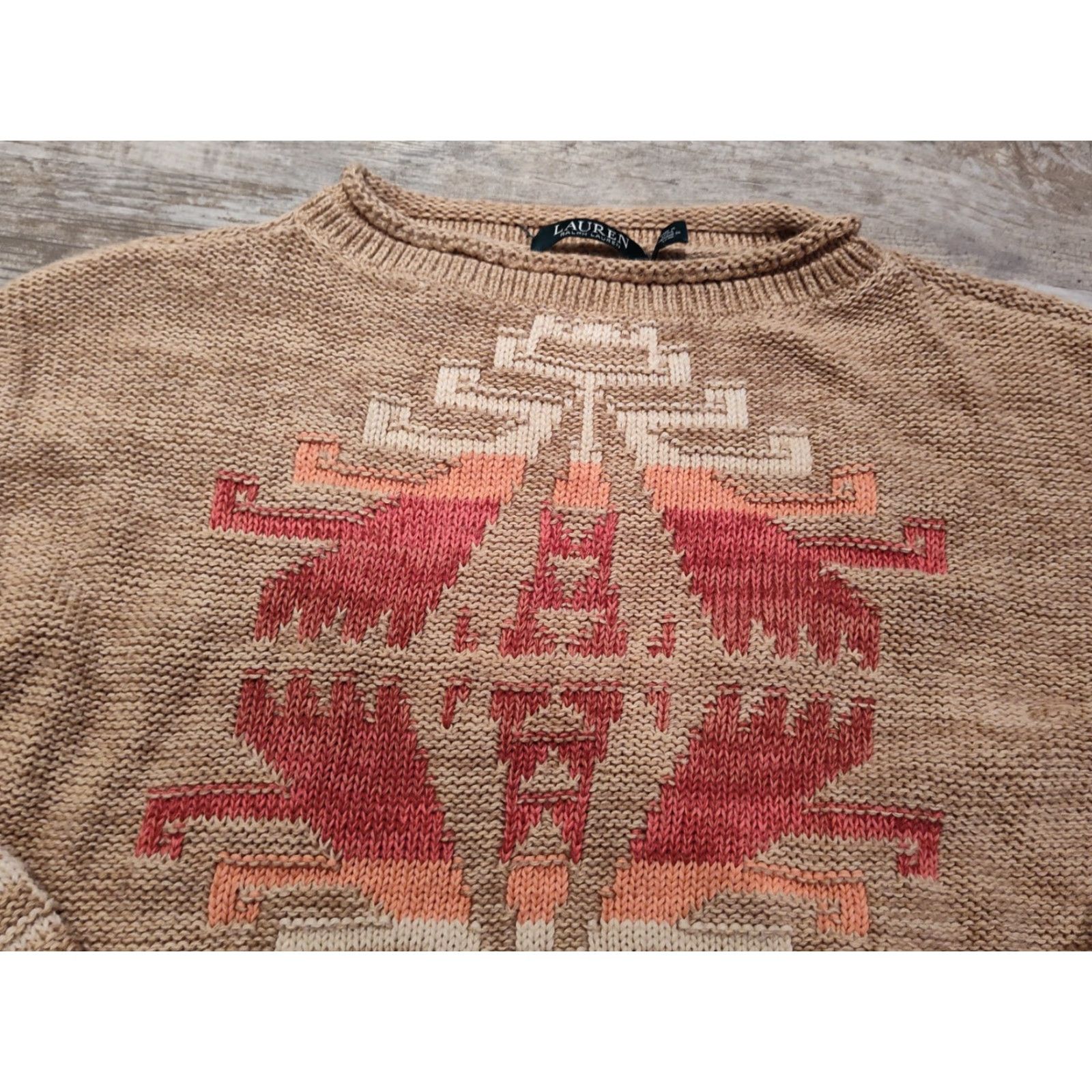 Ralph Lauren VINTAGE Ralph Lauren LRL Sweater Women Long Sleeve Pullover Aztec Beige Size S Size S / US 4 / IT 40 - 7 Thumbnail