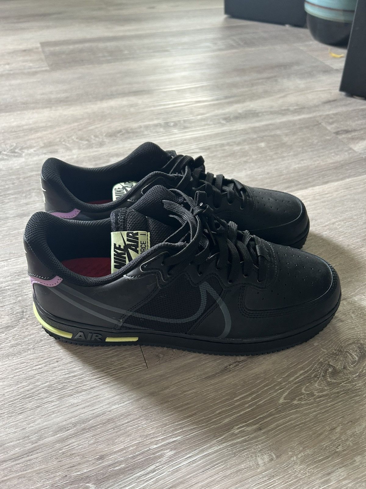 Nike Nike Air Force 1 React Black Violet Star Barely Volt | Grailed