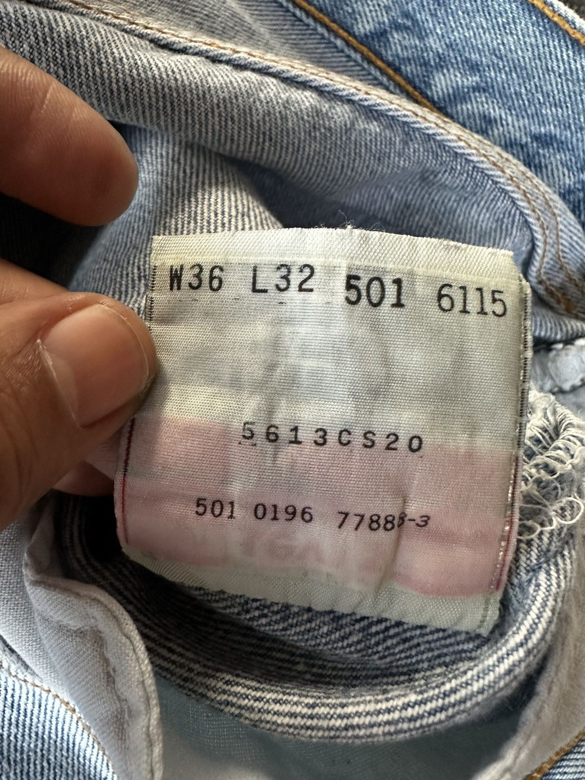 Levi's Levis 501 Made in Usa Vintage Denim 36x28.5 D538 Size US 35 - 19 Thumbnail