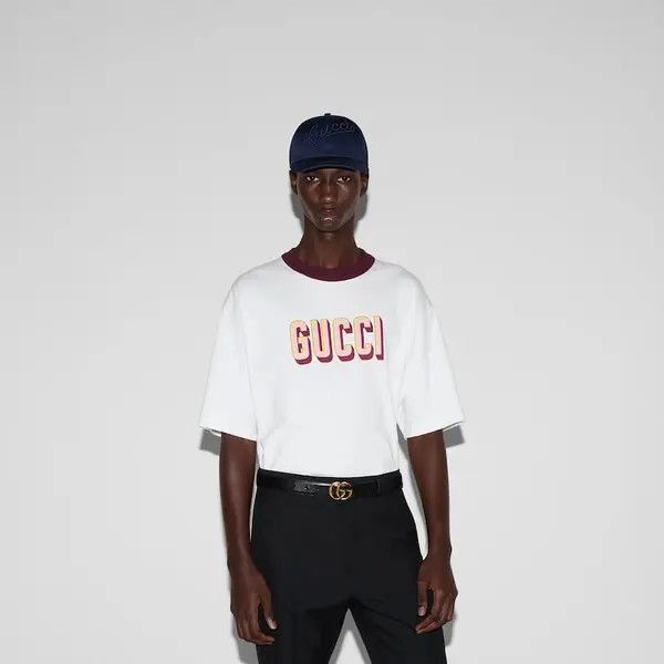 Gucci o1s1wg110925 Cotton Jersey Printed T-Shirt in White Size US M / EU 48-50 / 2 - 3 Thumbnail