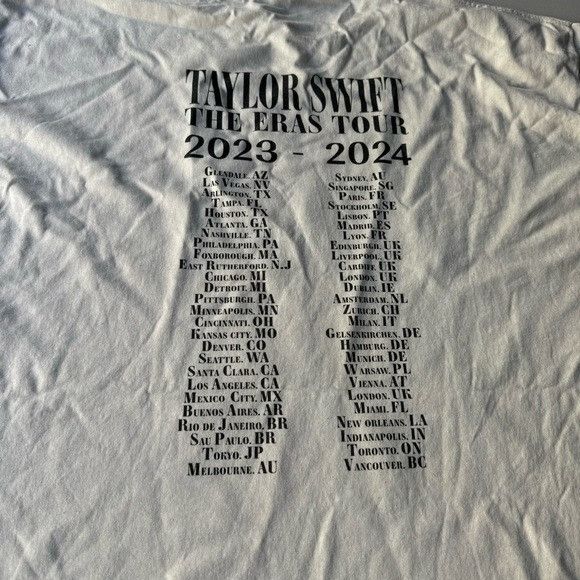 Band Tees NEW TAYLOR SWIFT ERAS TOUR 2023-2024 CREAM T-SHIRT SZ 2XL XX Size XXL / US 16-18 / IT 52-54 - 6 Thumbnail