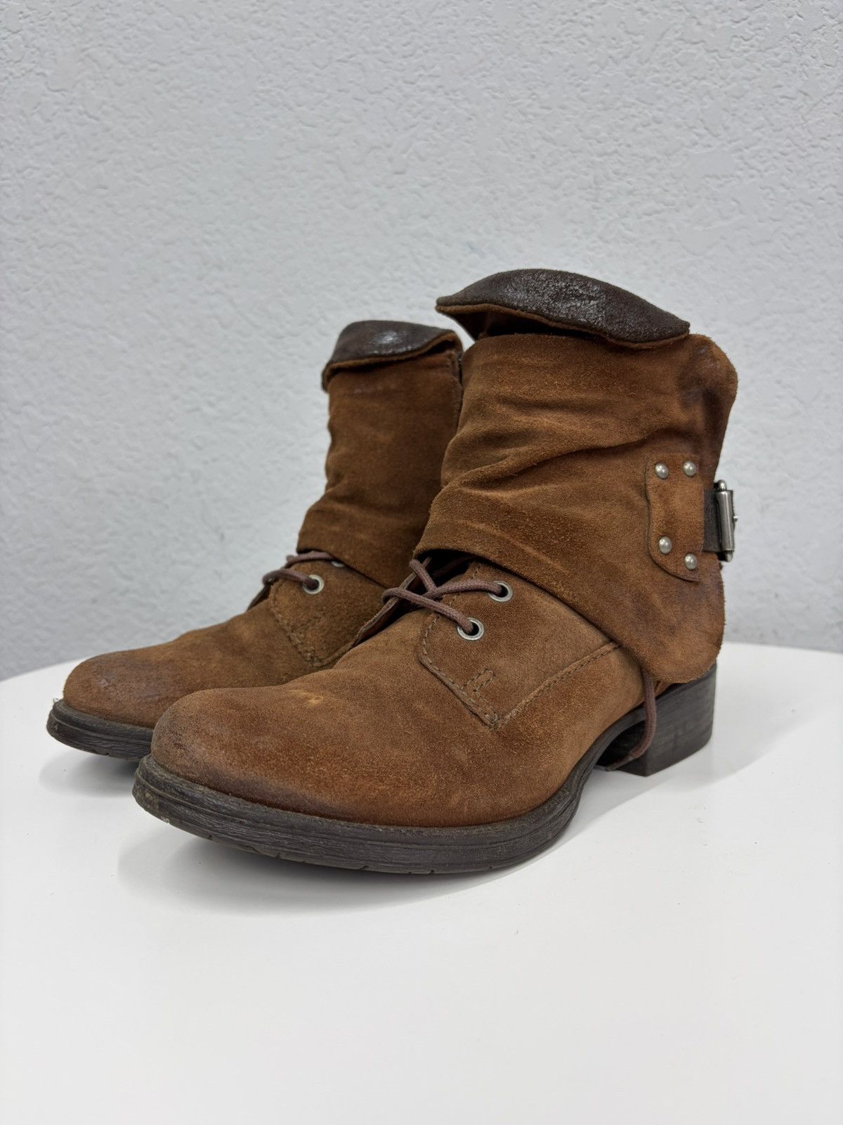 If Six Was Nine Vintage Italian AS 98 Rick Owens Style Leather Biker Boots Size US 6.5 / EU 39-40 - 4 Thumbnail