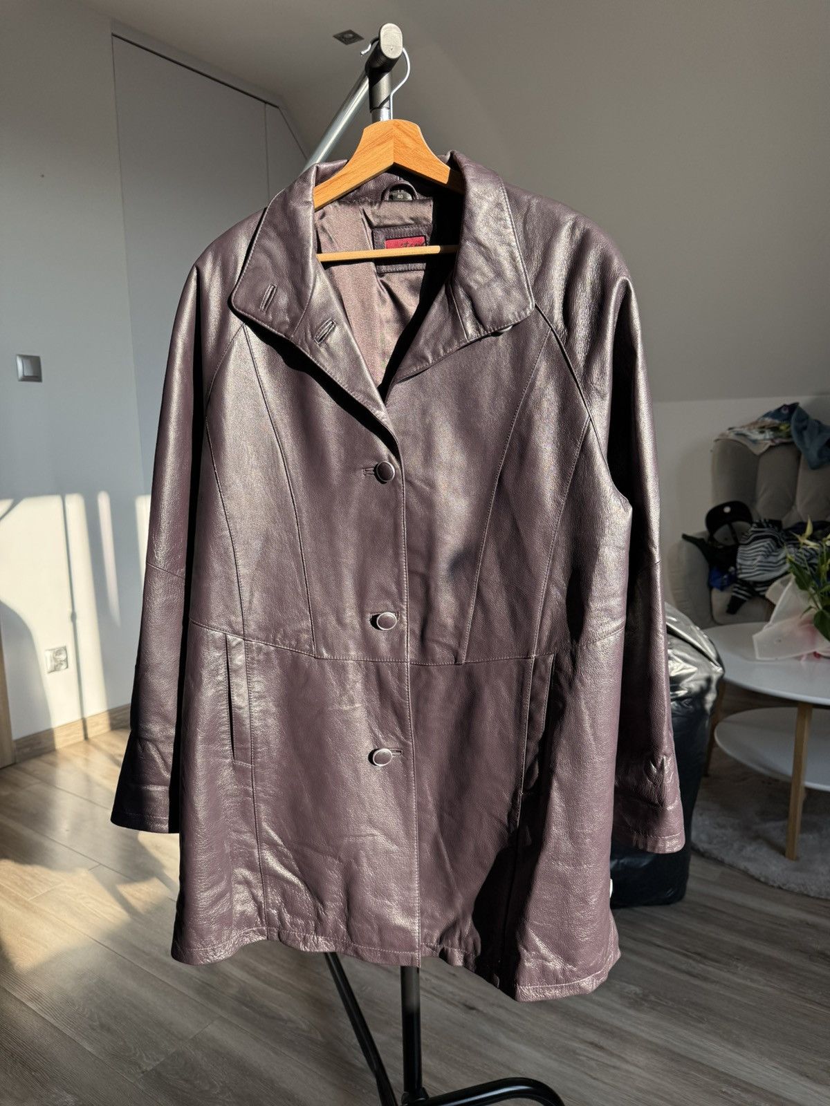 Genuine Leather × Vintage Vintage Purple Leather Jacket Coat Avant Garde Opium Washed Size L / US 10 / IT 46 - 14 Thumbnail