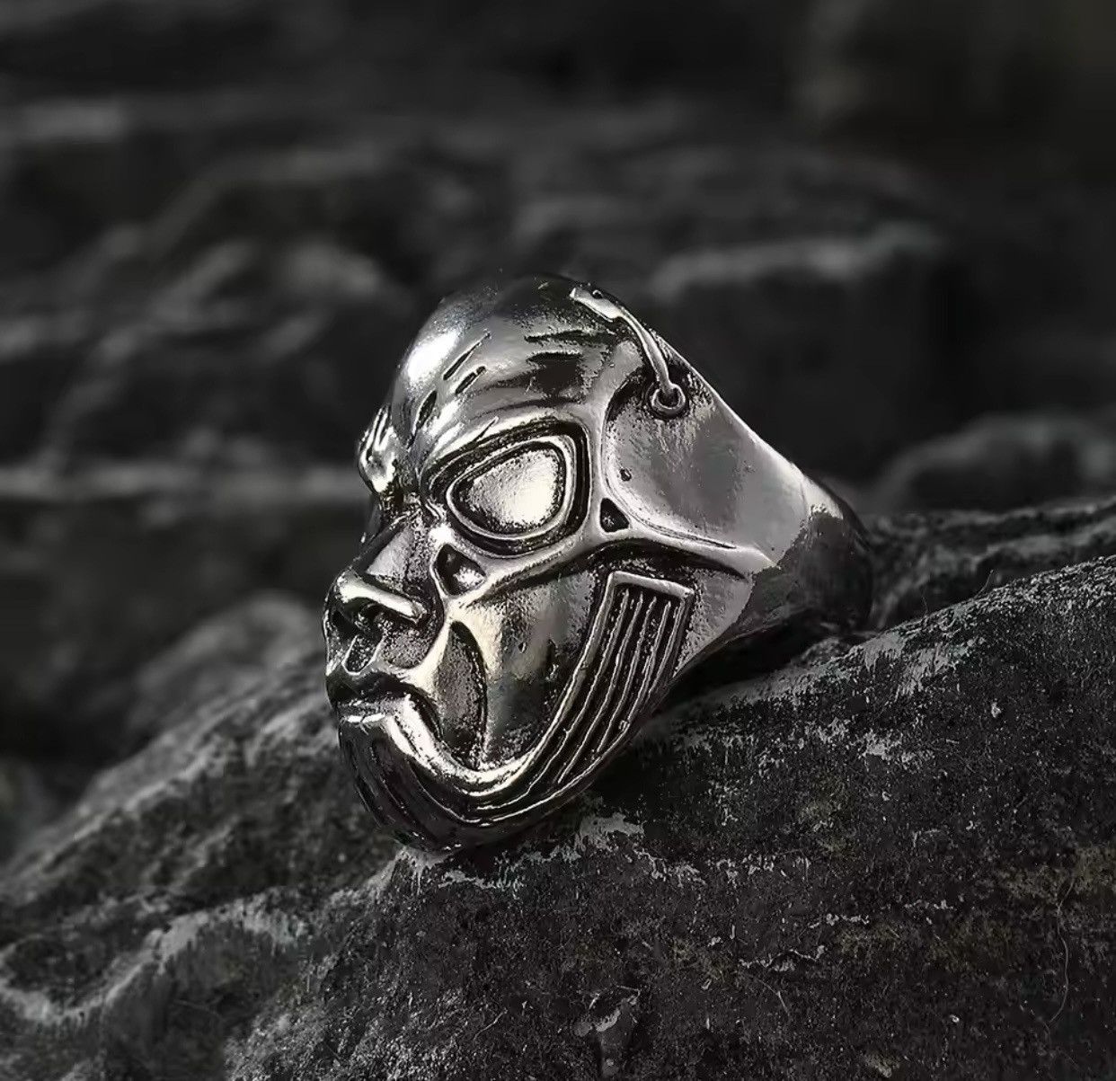 Jewelry Dark Skull Mask Ring Size ONE SIZE - 5 Thumbnail