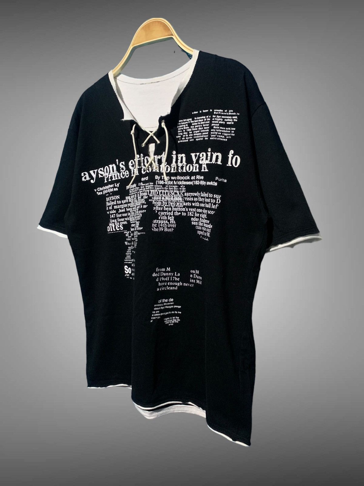 If Six Was Nine × Japanese Brand × Le Grande Bleu (L.G.B.) Japan gothic Poem laces up double layer punk T shirt Size US M / EU 48-50 / 2 - 2 Thumbnail