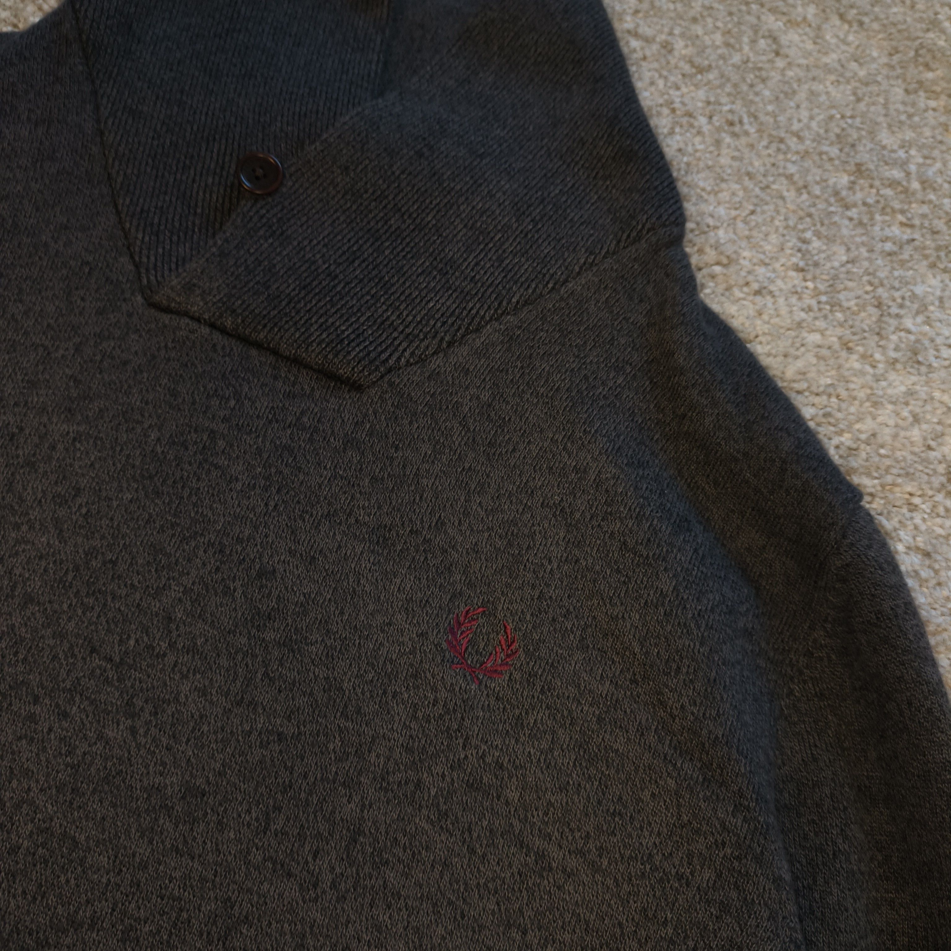 Fred Perry Fred Perry Merino Wool Shawl Neck Sweater Graphite Marl Size US S / EU 44-46 / 1 - 2 Thumbnail