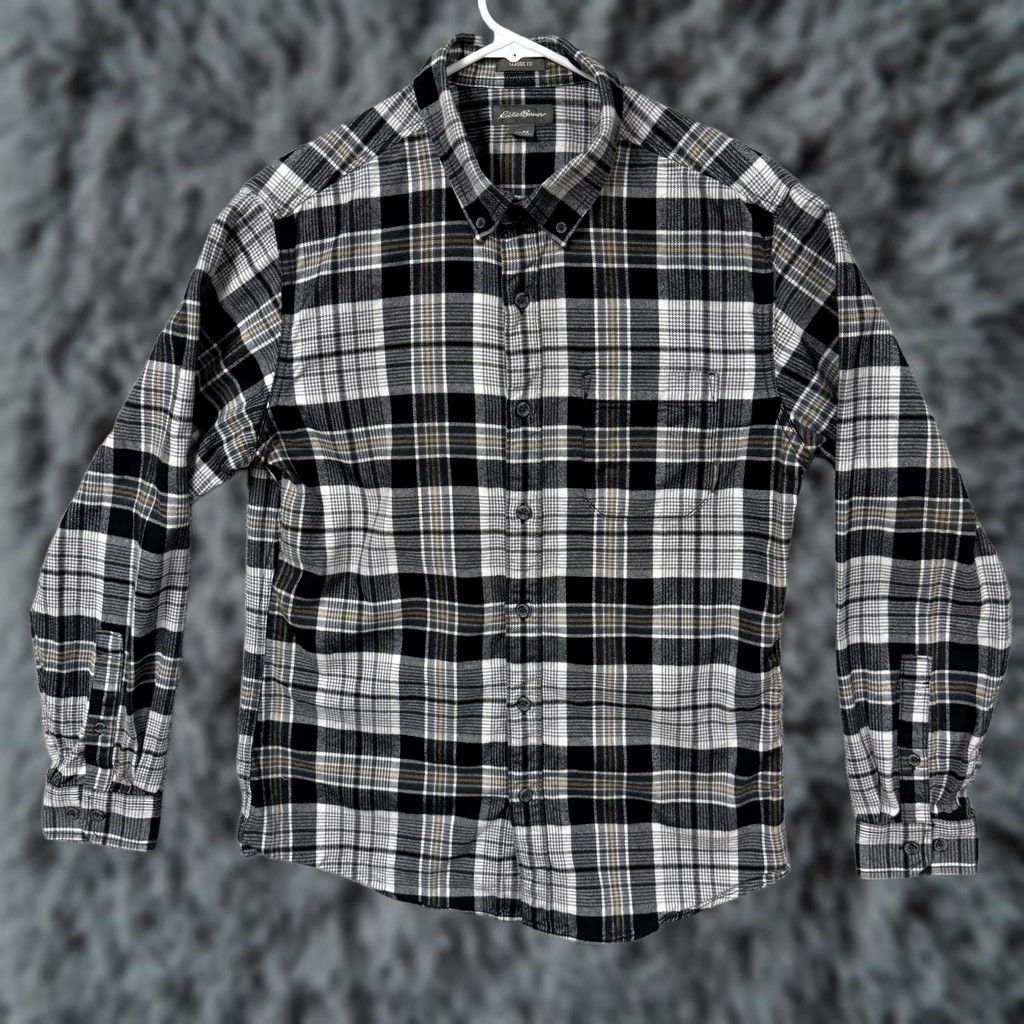 Eddie Bauer Eddie Bauer Flannel Button-Down Shirt Mens M Black Plaid Classic Fit Button-Up Casual Workwear Size US M / EU 48-50 / 2 - 1 Thumbnail