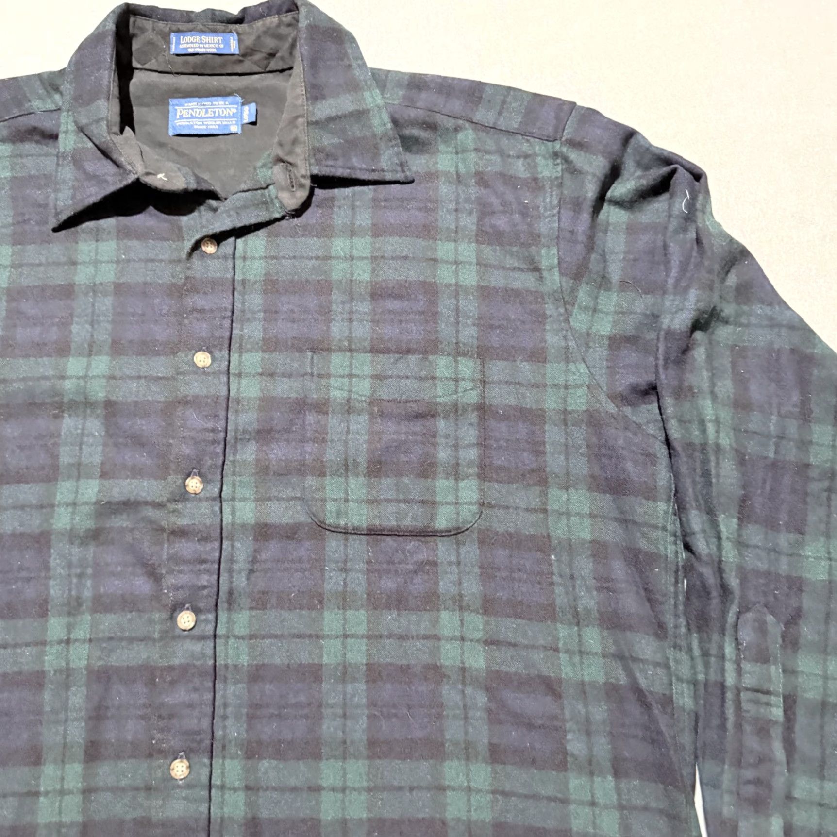 Pendleton VINTAGE Pendleton Shirt Men Wool Plaid Navy/Green Long Sleeve XL Long Size US XL / EU 56 / 4 - 4 Thumbnail