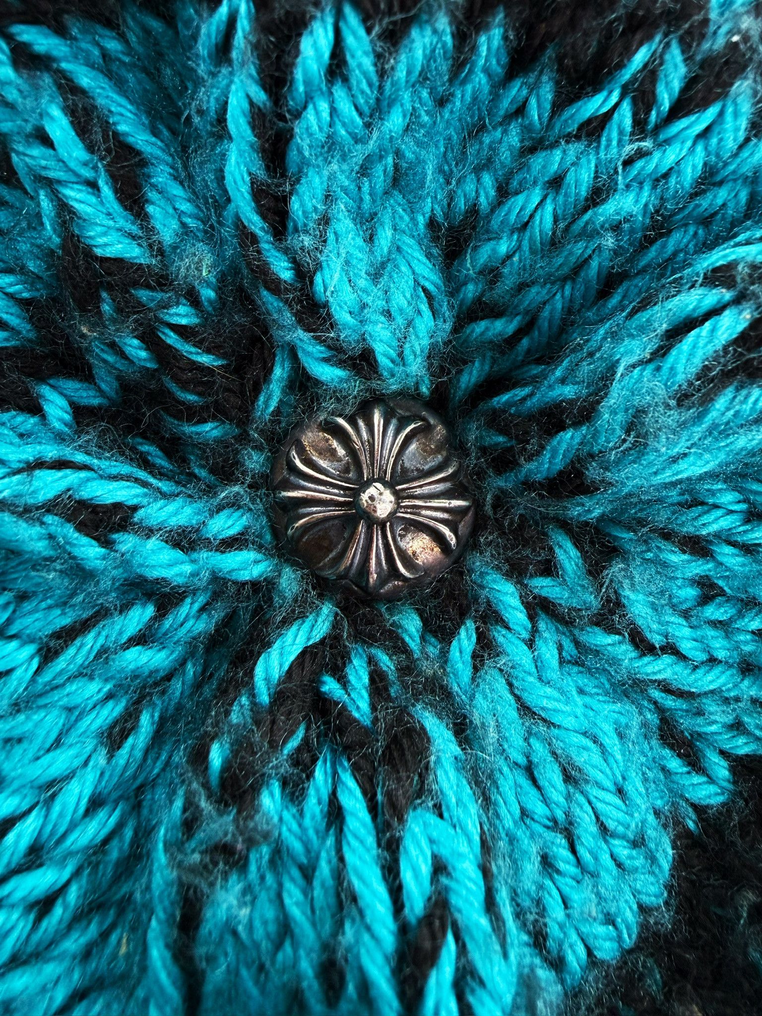 Chrome Hearts Chrome Hearts Triple Cross Patch Blue Gradient .925 Silver Knit Beanie Size ONE SIZE - 4 Thumbnail