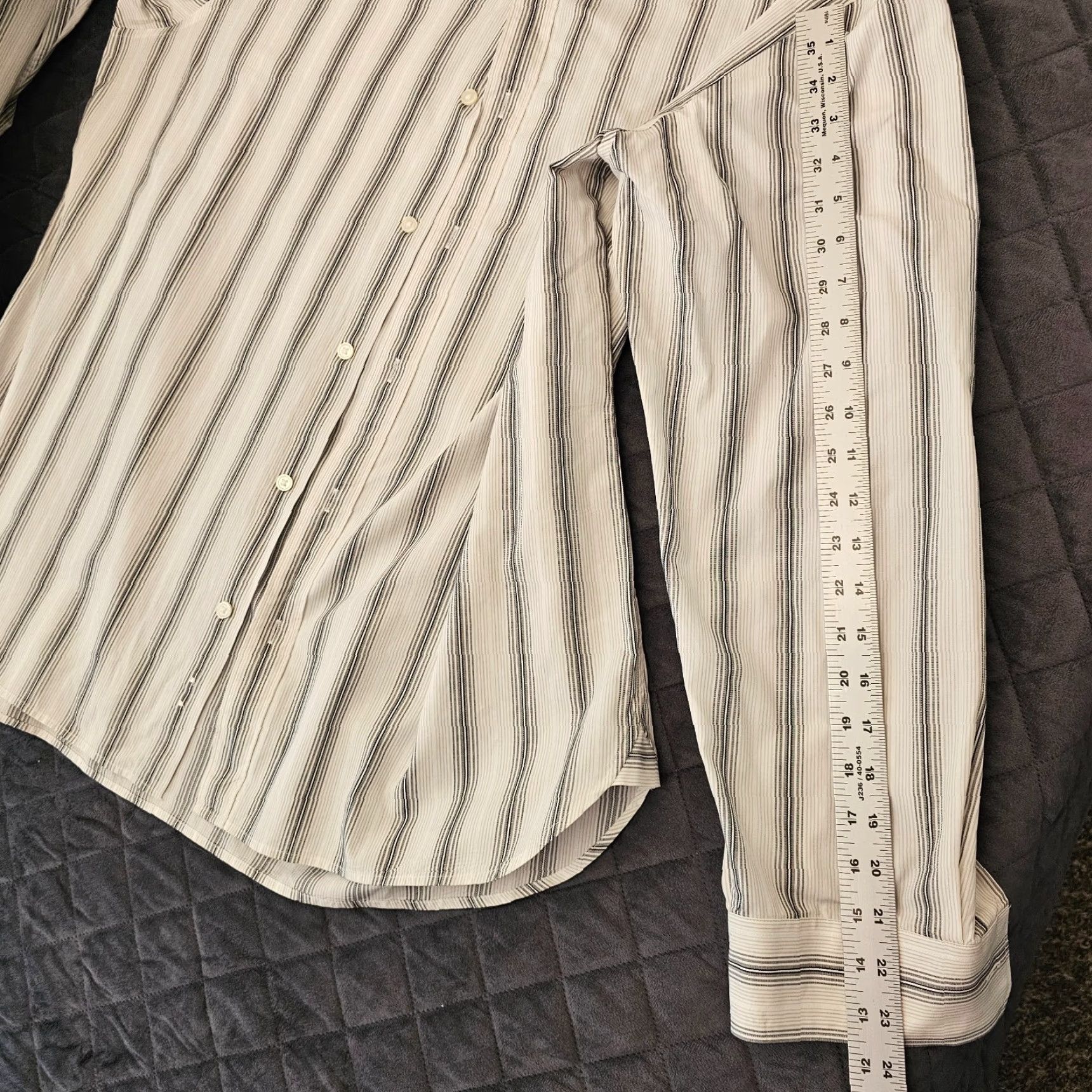 Michael Kors Michael Kors Dress Shirt Men’s XL White Stripe Long Sleeve Button-Down Collared Classic Button Up Shirt Size 46R - 6 Thumbnail