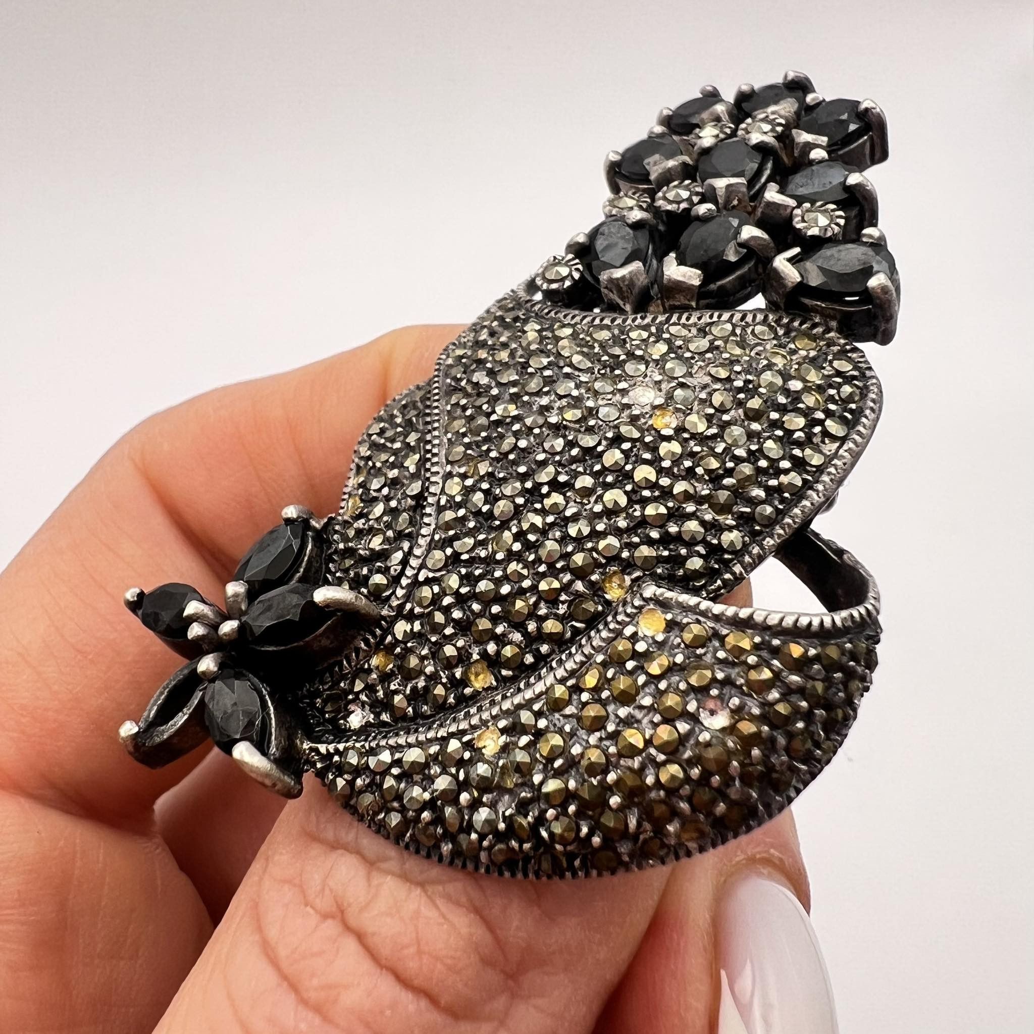 Vintage Vintage Sterling Silver 925 pin Brooch Marcasite Signed Size ONE SIZE - 6 Thumbnail