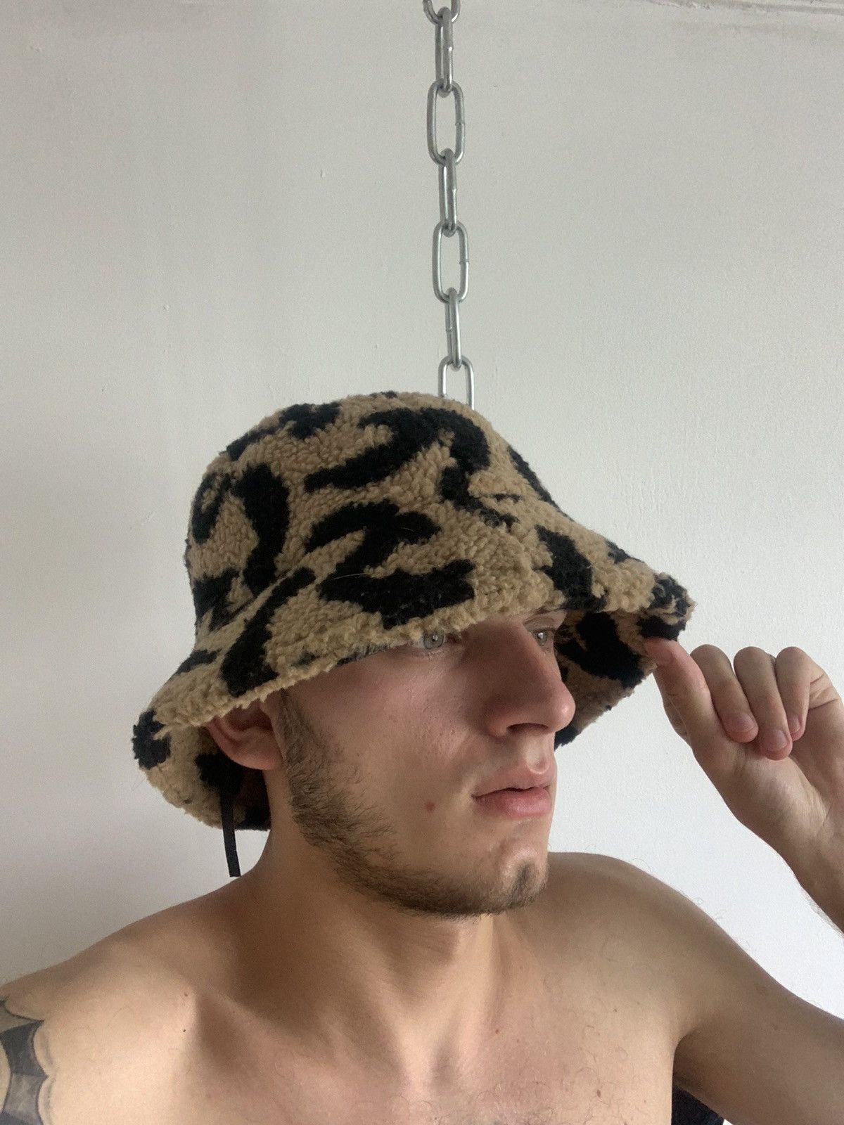 Japanese Brand × Vintage Vintage Y2K Deep pile fleece leopard bucket hat streetwar Size ONE SIZE - 2 Thumbnail