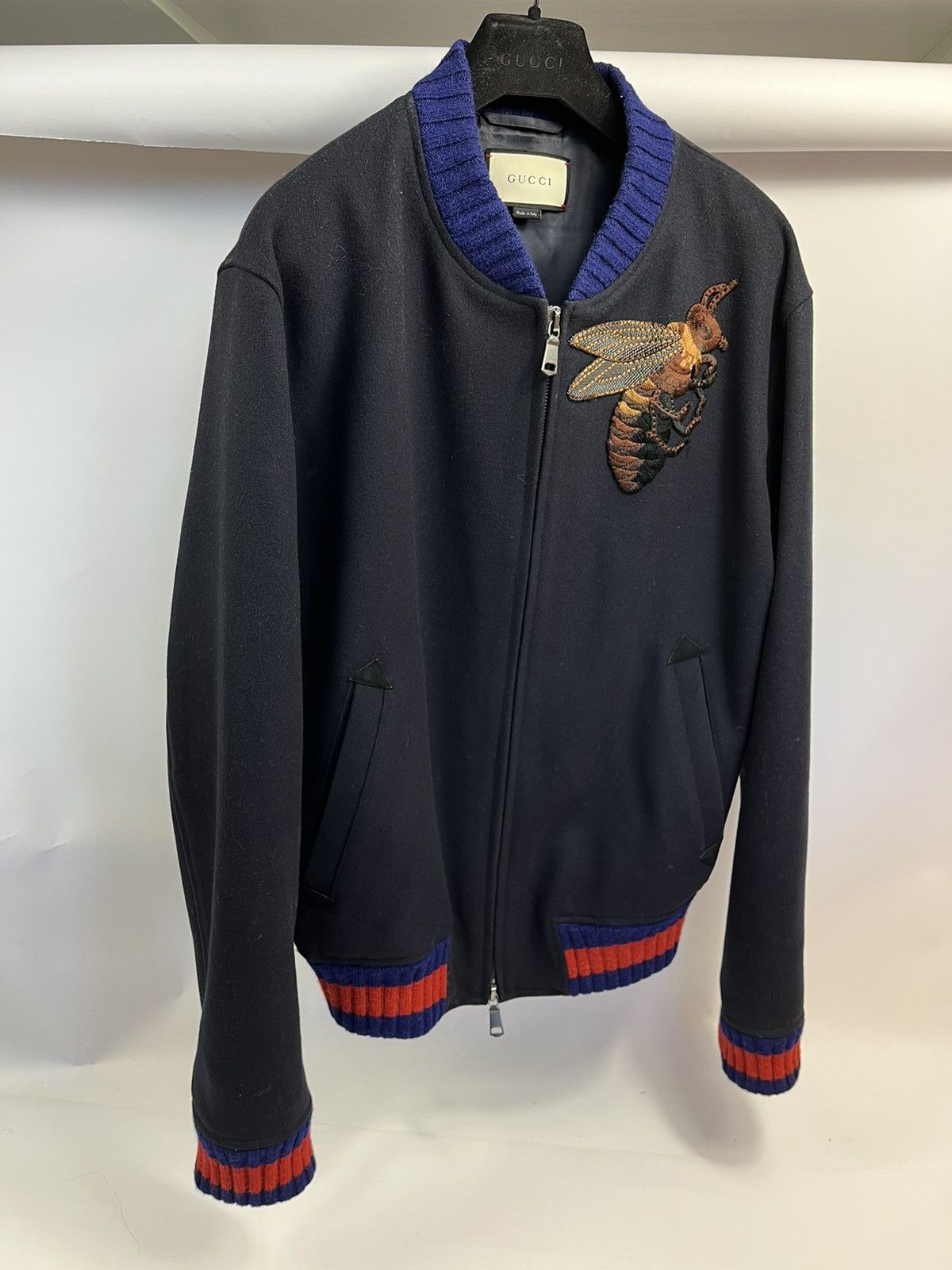 Gucci Wool bee embroidered bomber jacket | Grailed