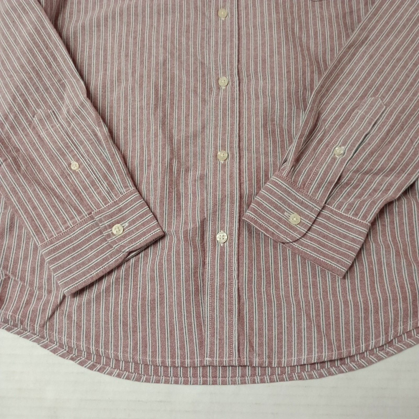 Chaps Chaps Seacoast Oxford Woven Shirt Mens L Pomegranate Striped Size US L / EU 52-54 / 3 - 2 Thumbnail