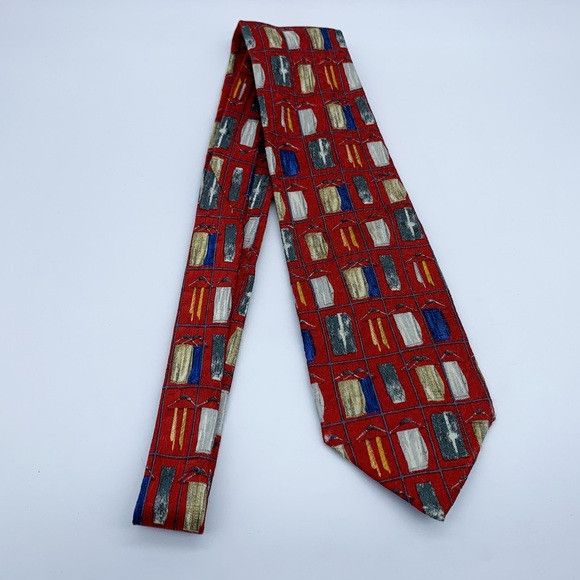 Ermenegildo Zegna Ermenegildo Zegna Red and Blue Geometric Tie Size ONE SIZE - 7 Thumbnail