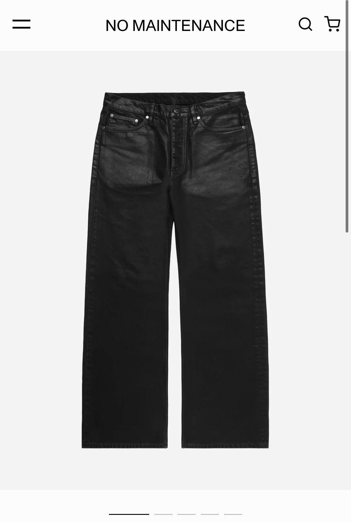 image of No Maintenance Waxed Baggy Denim Size 30 in Black, Men's