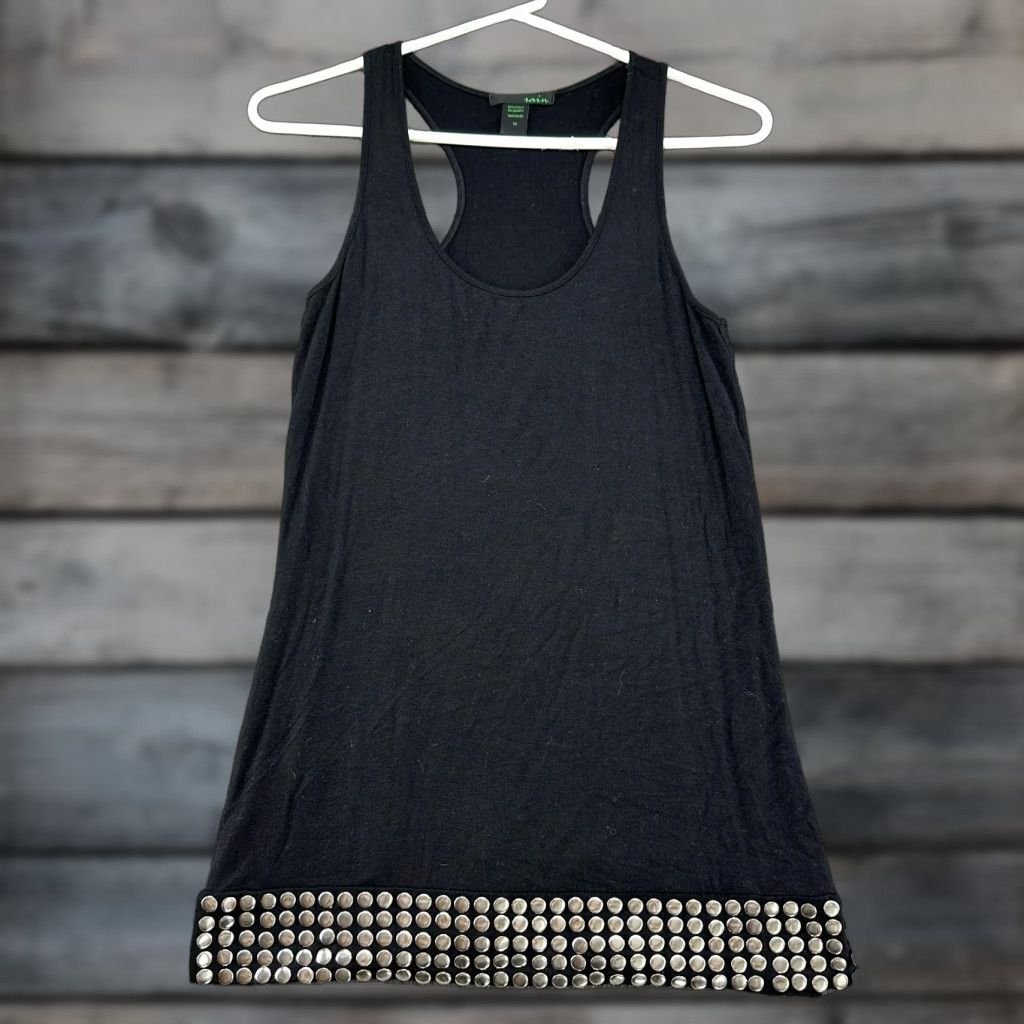 Rains VINTAGE Rain Tank Womens M Black Rhinestone Studded Sleeveless Racerback 90s Outdoor Rain Shirt Logo Y2K Size M / US 6-8 / IT 42-44 - 1 Thumbnail