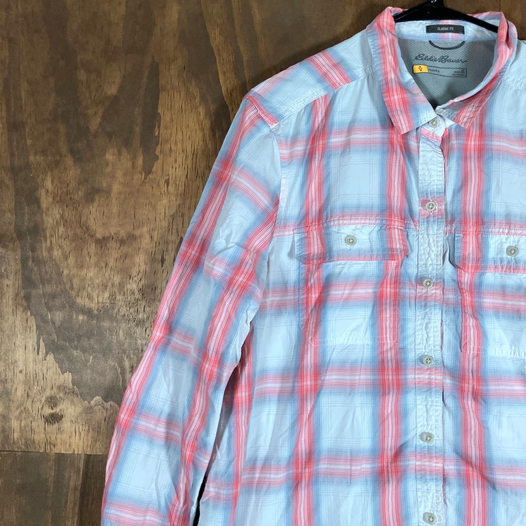 Eddie Bauer VINTAGE Eddie Bauer Womens Shirt Travex Pink Plaid Button Down Classic Fit Stretch XL Size XL / US 12-14 / IT 48-50 - 4 Thumbnail